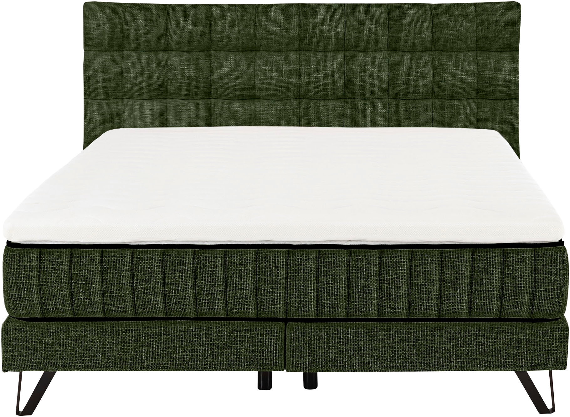 set one by Musterring Boxspringbett »Baldwin«, mit Duo-Matratze, Kopfteil mit quadratischer Steppung, 180 x 200 cm