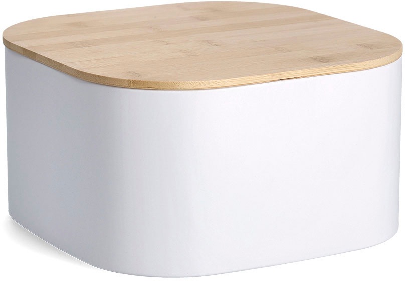 ZELLER PRESENT Brotkasten, B:26,5cm H:14,5cm, weiß, Lebensmittelaufbewahrungsbehälter, mit Bambusdeckel
