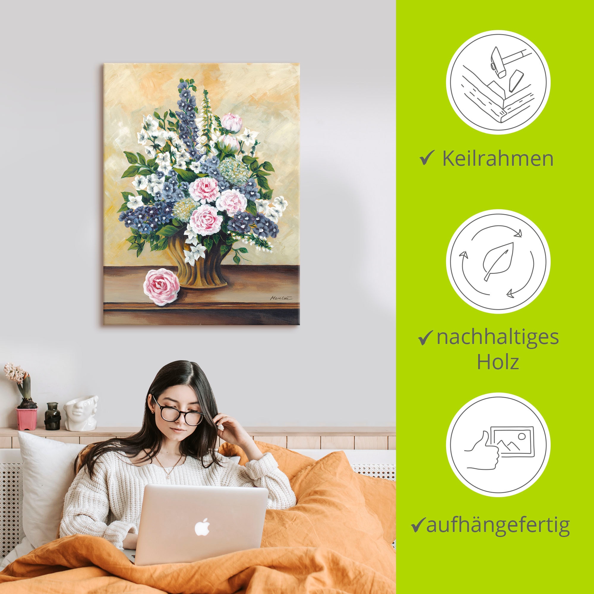 Artland »Blumenbouqet« Blumen 1 Stk. tlg. auf Holzrahmen gespannt