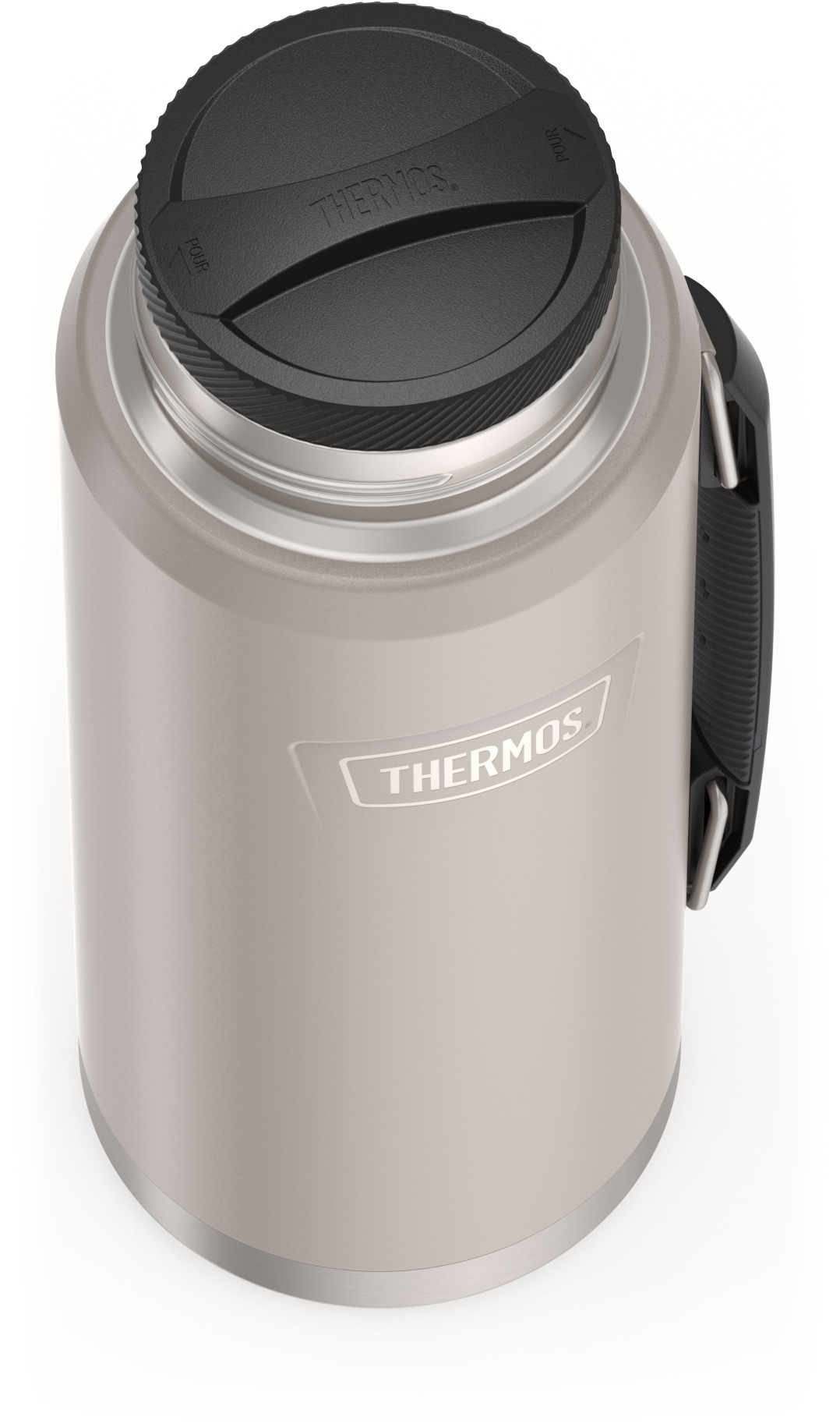 THERMOS Isolierflasche »ICON BEVERAGE BOTTLE, Edelstahlkörper, spülmaschinenfest«, (1 tlg.), 1,2l, 24h heiß & 24h kalt, Twist & Pour Lid, isolierter Trinkbecher