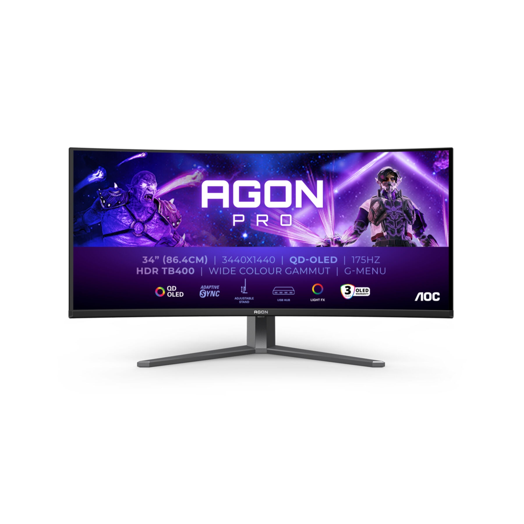AOC LED-Monitor »AG346UCD«, 87 cm/34 Zoll, 3440 x 1440 px, WQHD, 0,03 ms Reaktionszeit, 175 Hz