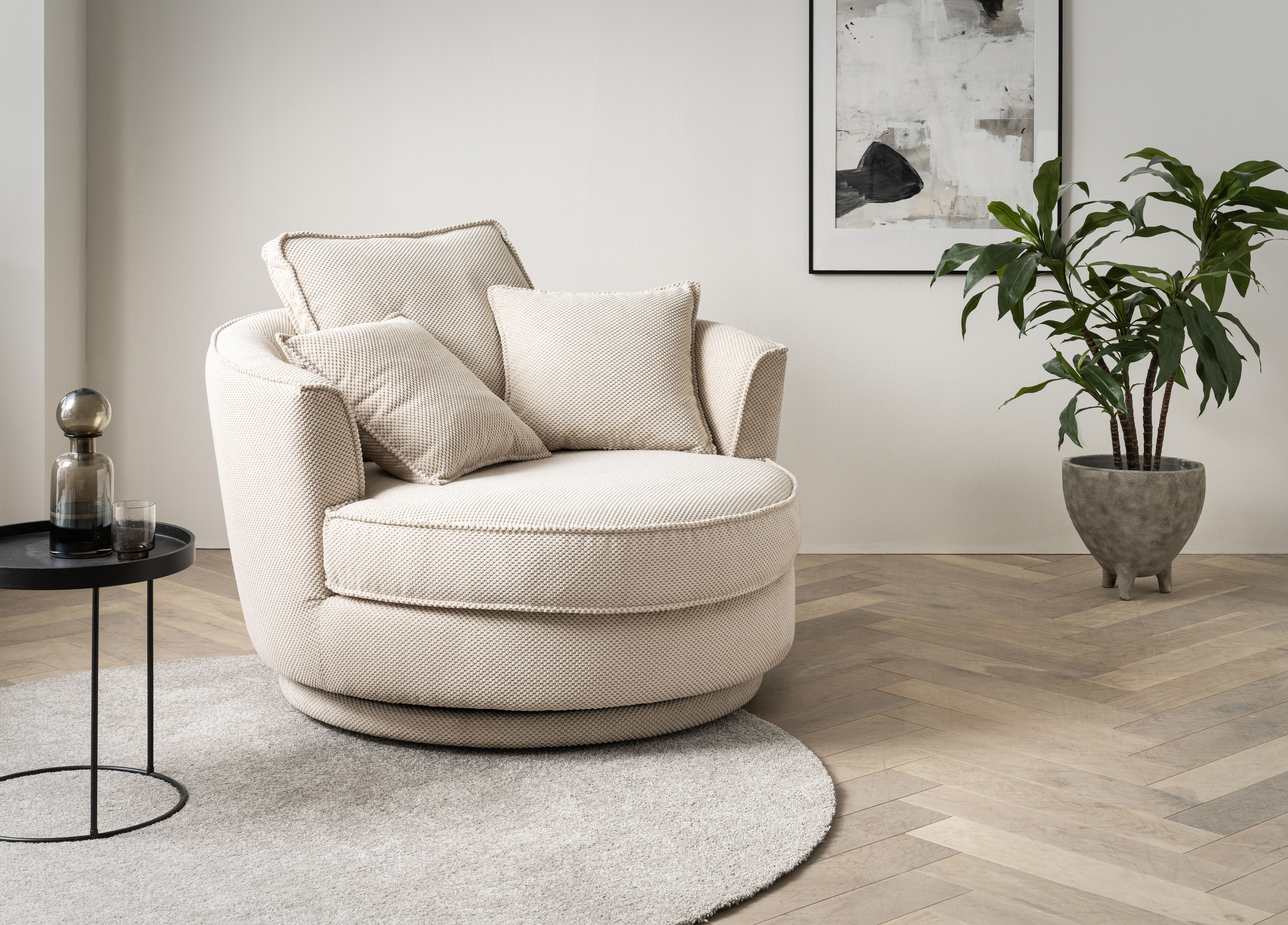 Home affaire Drehsessel "MAISIE Webvelours, Love Seat XXL, Lese-Sessel BIG-" Sessel in MEGA CORD u. Web-Velours, 360 Grad drehbar