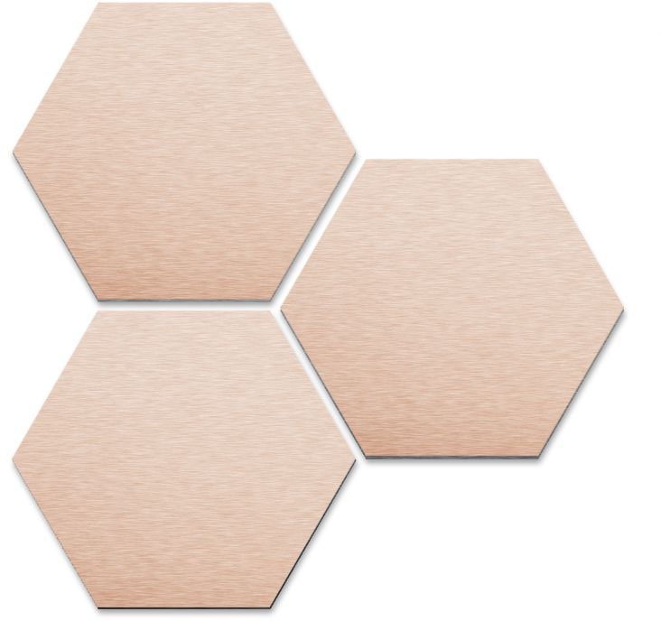 Wall-Art Metallbild »3er Set Hexagon Kupfer Wandbild«, (Set, 3 St., Dekorative Wanddekoration), Metallschild Collage