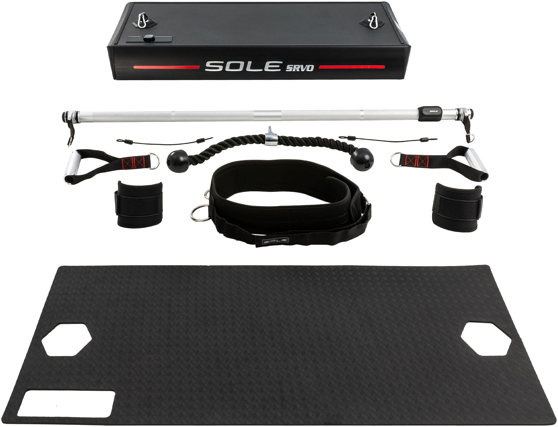 SOLE FITNESS Kraftstation "SRVO Basic All-in-one-Trainer", B:53cm H:13cm L:106cm, schwarz, Kraftstationen, max. Benutzergewicht 150 kg, max.