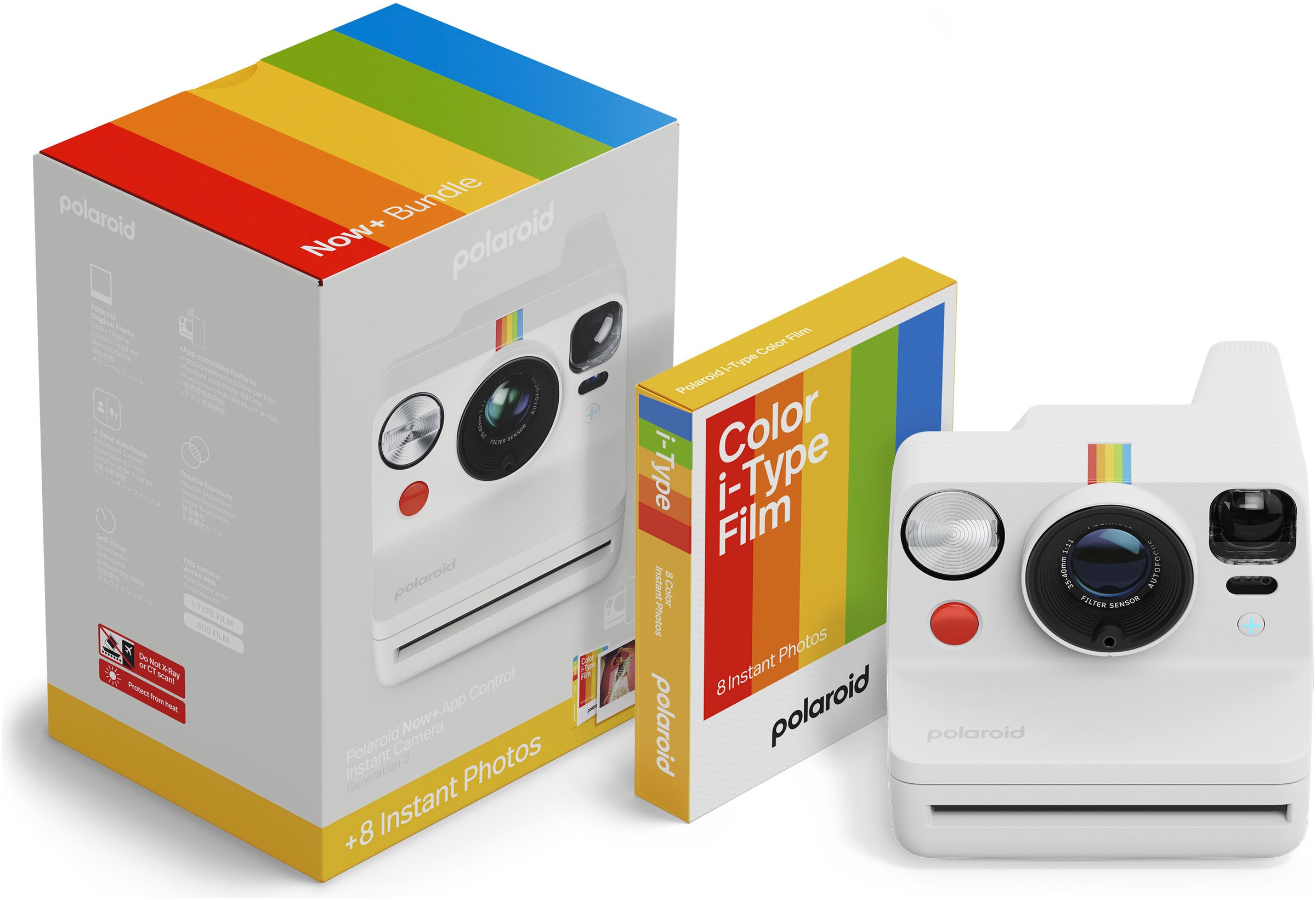 POLAROID Sofortbildkamera "Now+ Gen 3 + Farbfilm-Paket (8 Fotos)", weiß, B:15,02cm H:11,22cm T:9,6cm, Fotokameras - Einheitsgröße