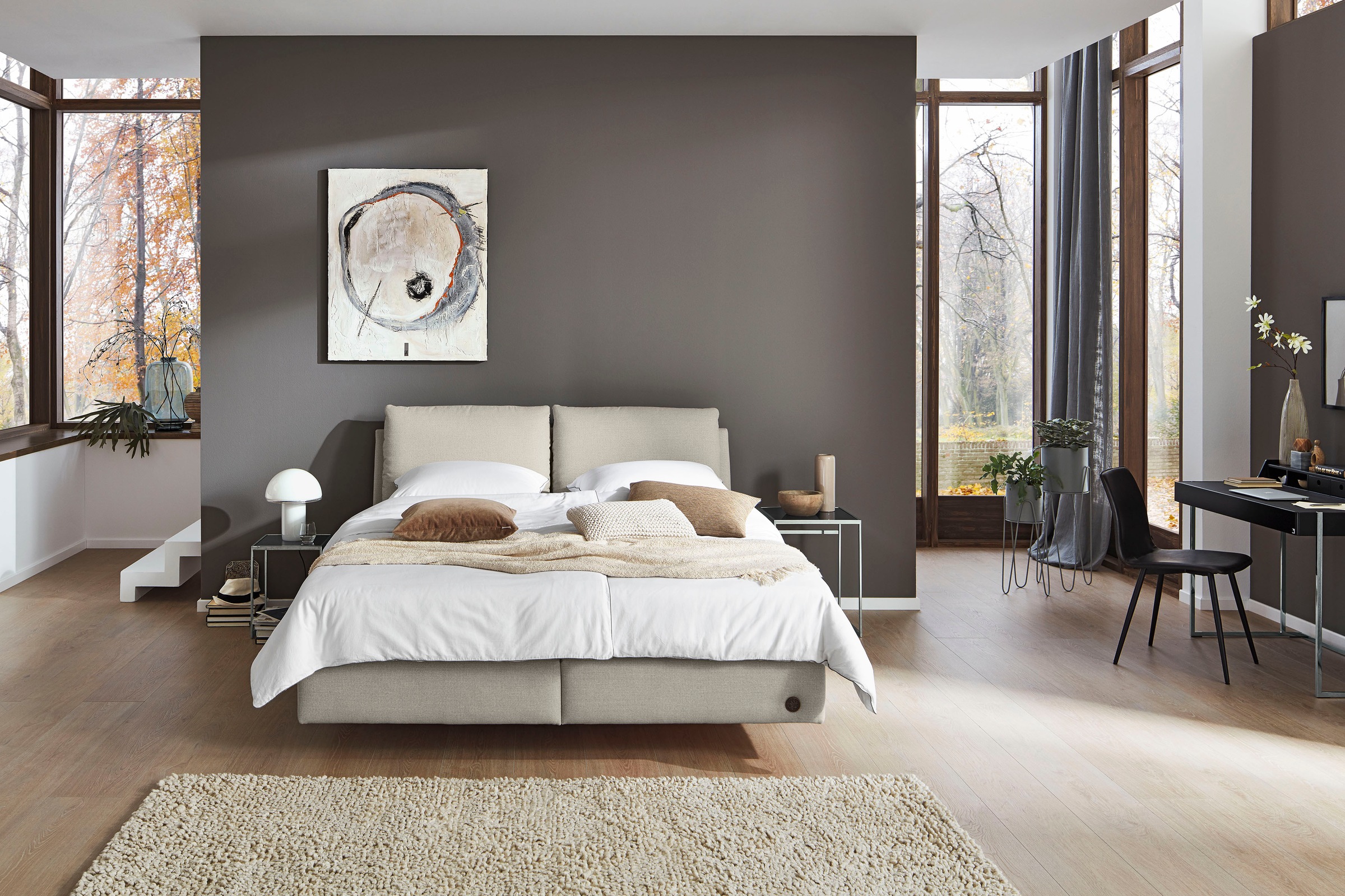 Birkenstock Boxspringbett »Linz«, mit Kopfteil in Kissenoptik