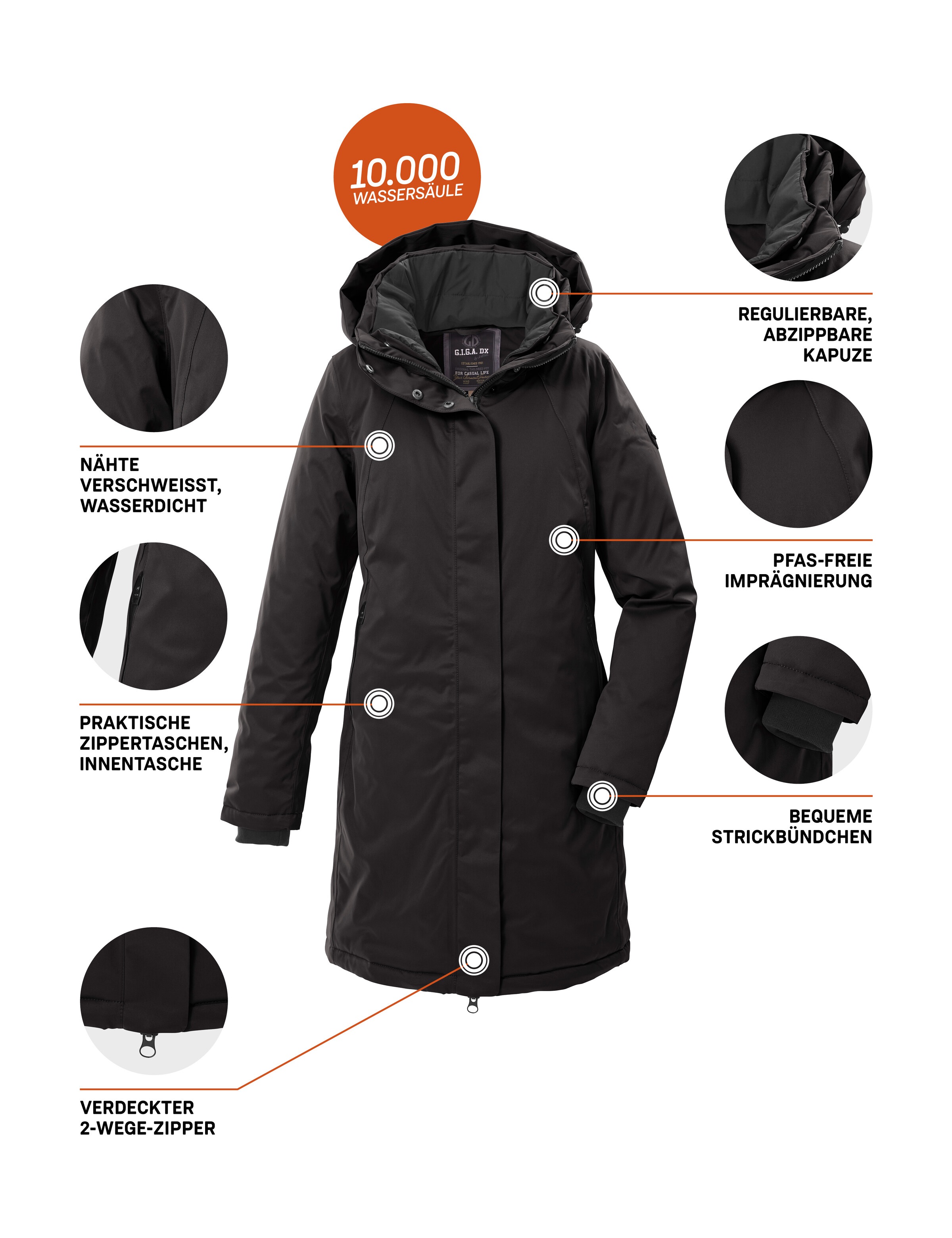 G.I.G.A. DX by killtec Parka »GW 93 WMN PRK« wasserdicht, atmungsaktiv, 2-Wege-Reißverschluss