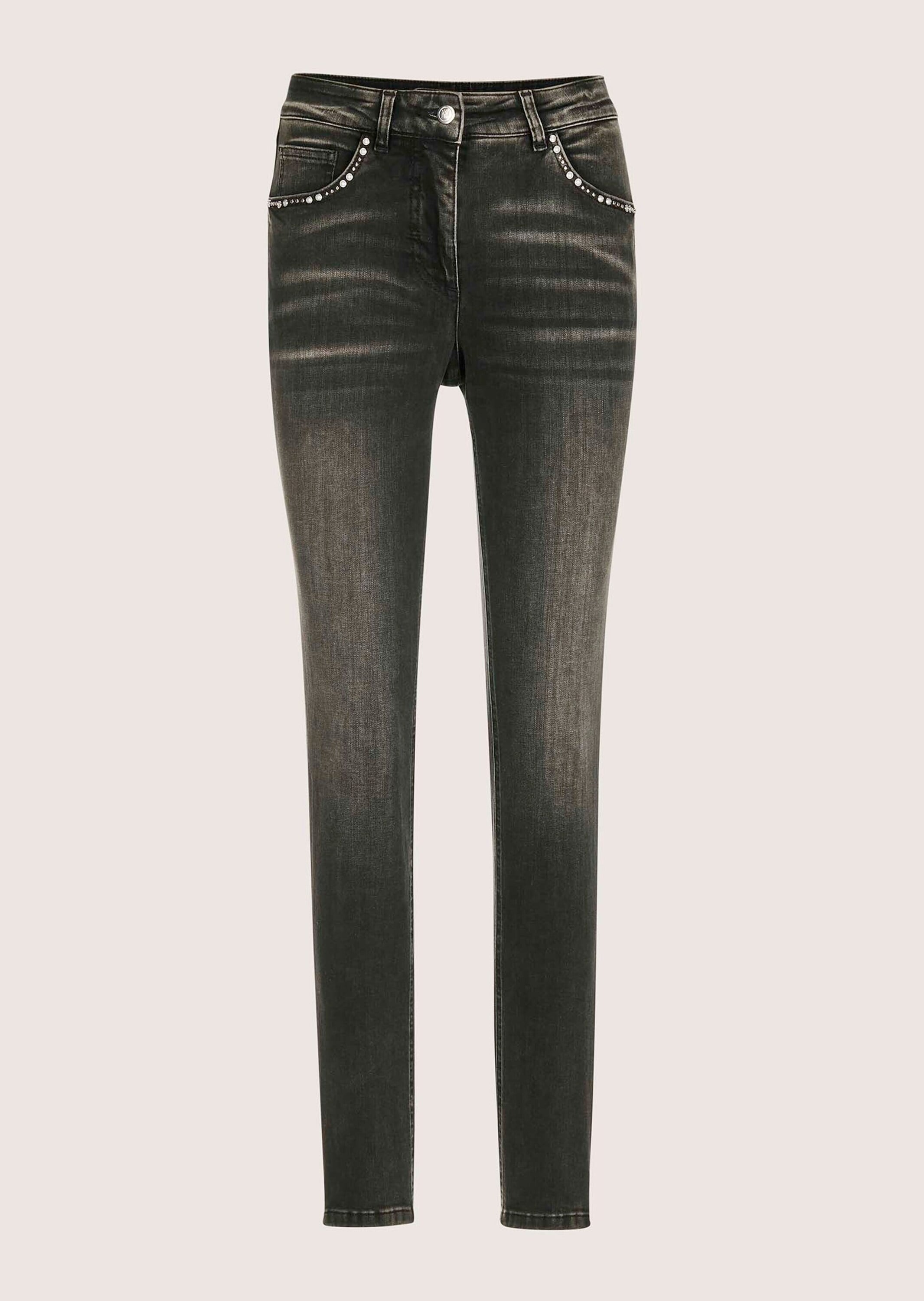 MADELEINE Regular-fit-Jeans "Jeans Schmale Five-Pocket-Jeans mit Glitzer" Nieten an Tascheneingriffskanten