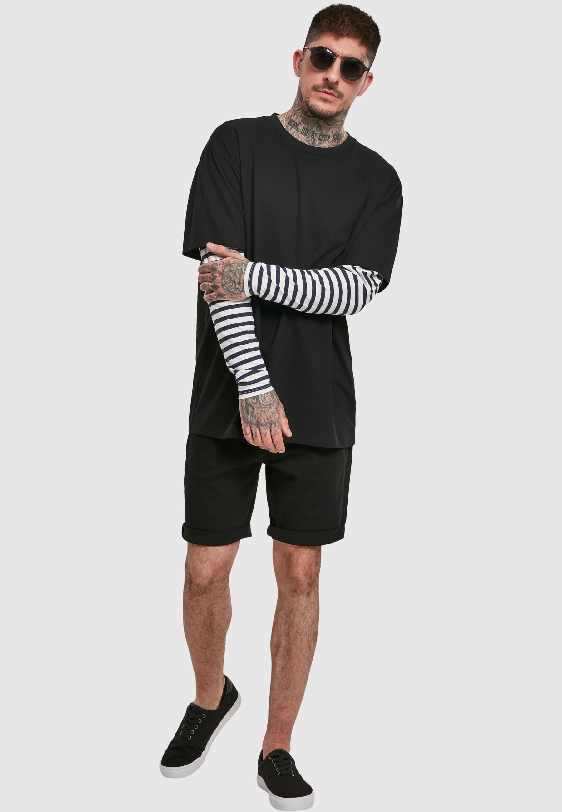 URBAN CLASSICS Longsleeve »Urban Classics Herren Oversized Double Layer Striped LS Tee«, (1 tlg.)