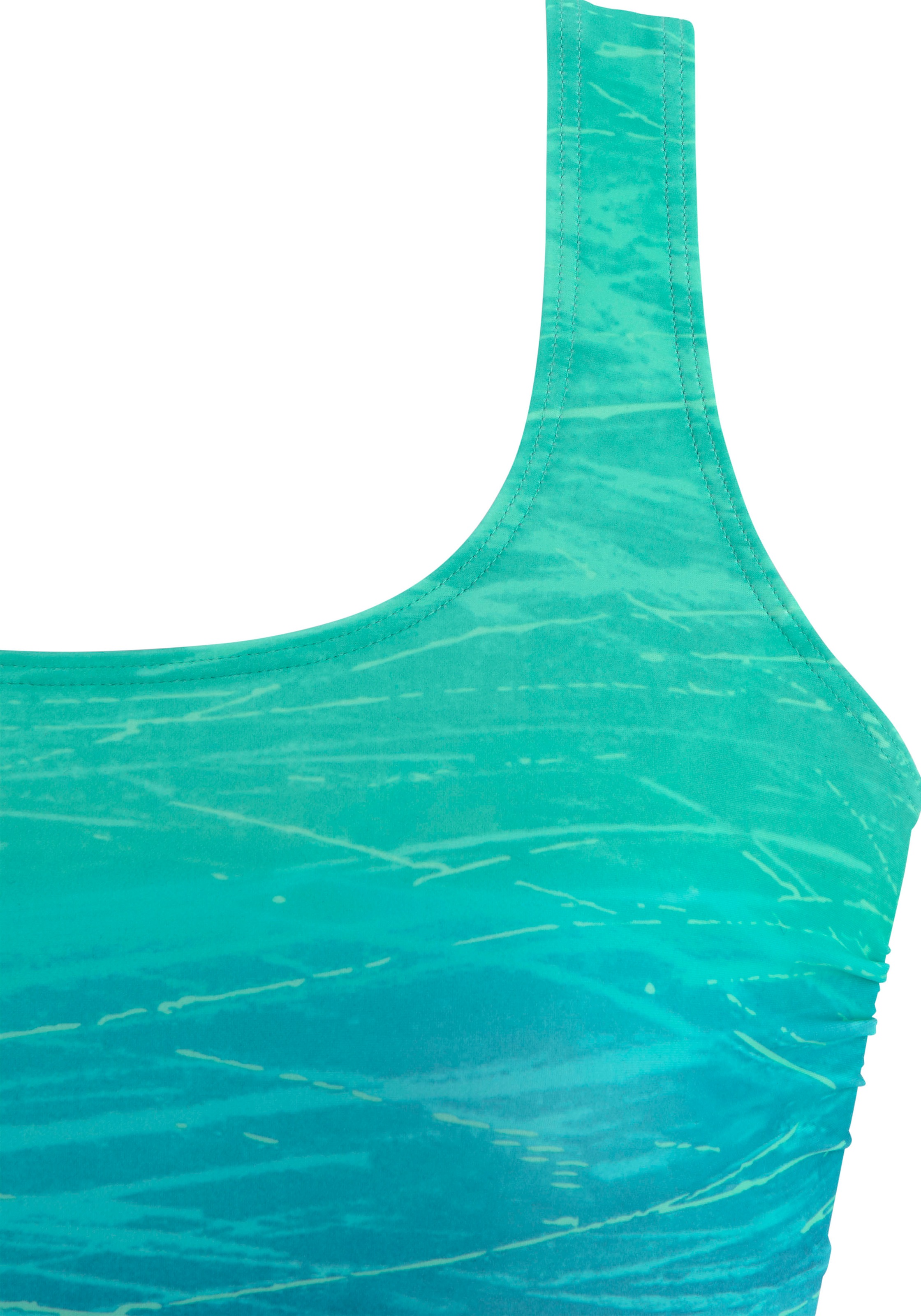 Badeanzug LASCANA, Damen, Gr. 52, Cup F, blau (schwarz, grün), Polyamid, Farbverlauf, Badeanzüge Badeanzug, mit Batikprint und Shaping-Effekt, Topseller 3