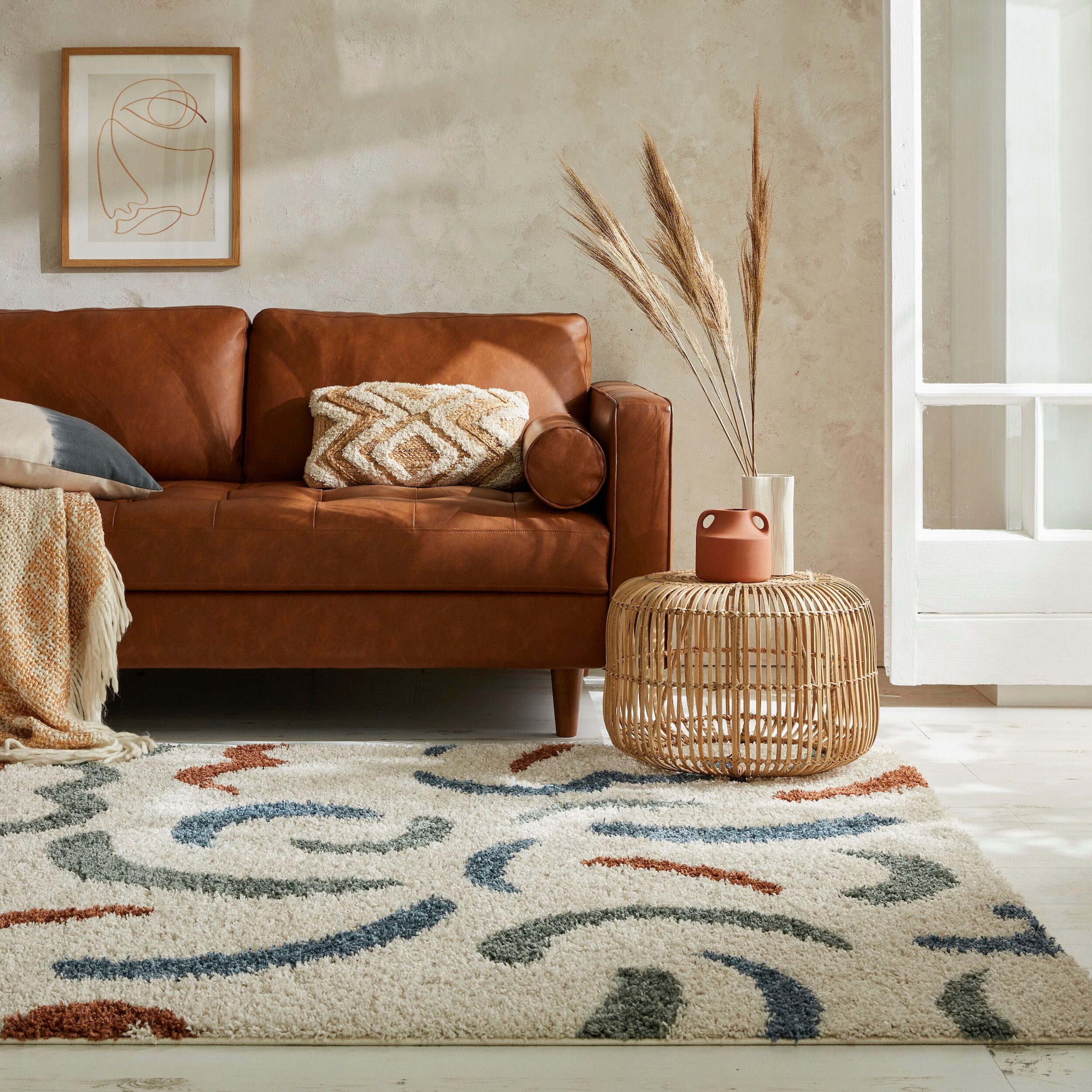 FLAIR RUGS Hochflor-Teppich "SQUIGGLE" rechteckig 30 mm Höhe günstig online kaufen