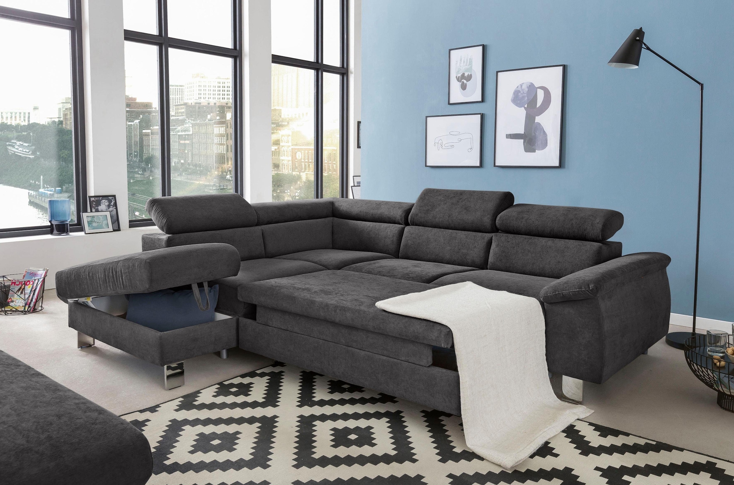 COTTA Ecksofa "Komaris L-Form, B: 249 cm" mit Kopfteilverstellung, optional günstig online kaufen