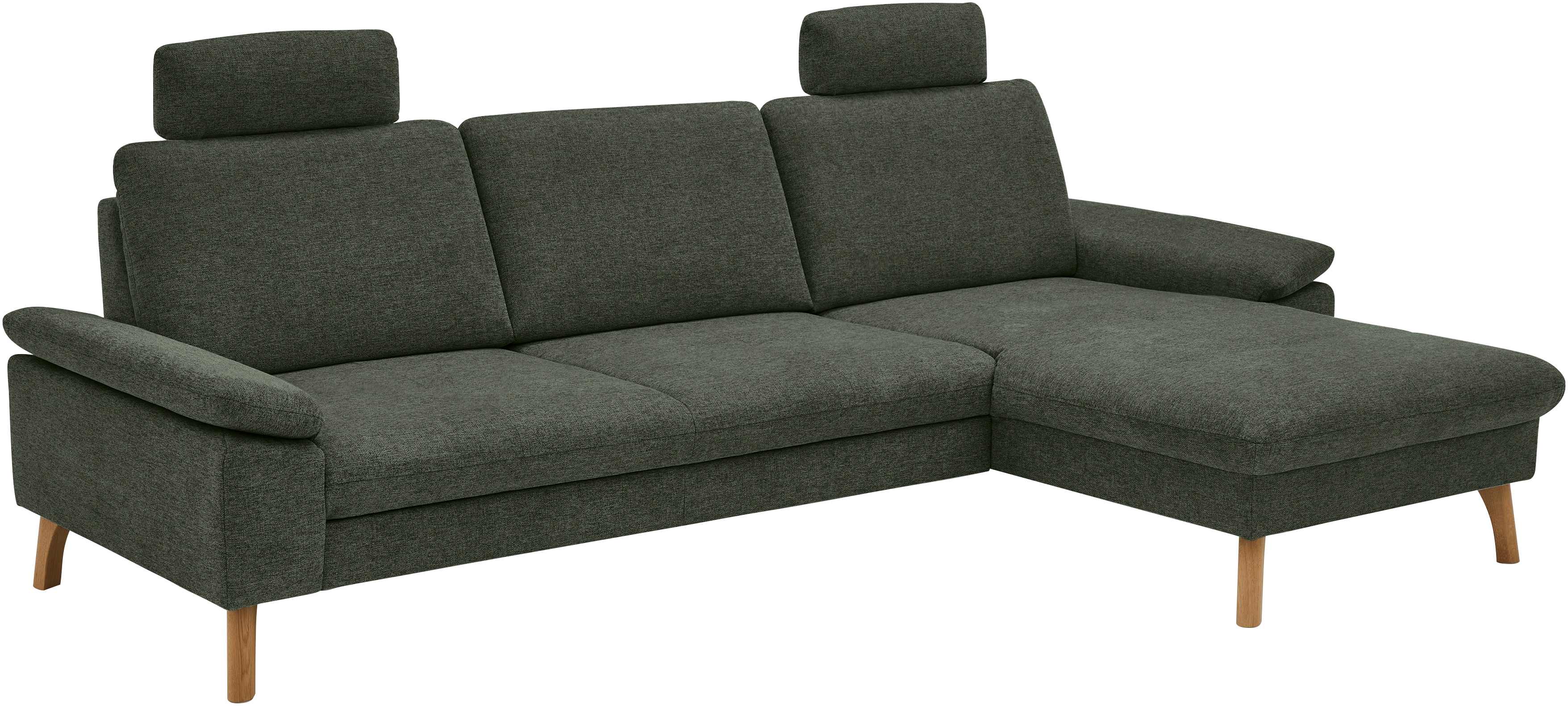 Die PlanBar Ecksofa "PP-LA24075 L-Form, Breite 286 cm" opt. mit Kopfstützen, Schlaffunktion, mot. Ottomane, Sitztiefenverst.