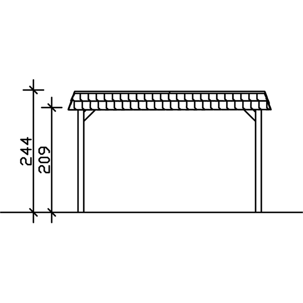 Skanholz Einzelcarport »Spreewald«, Nadelholz, 342 cm, Grün, 396x893cm mit Aluminiumdach rote Blende