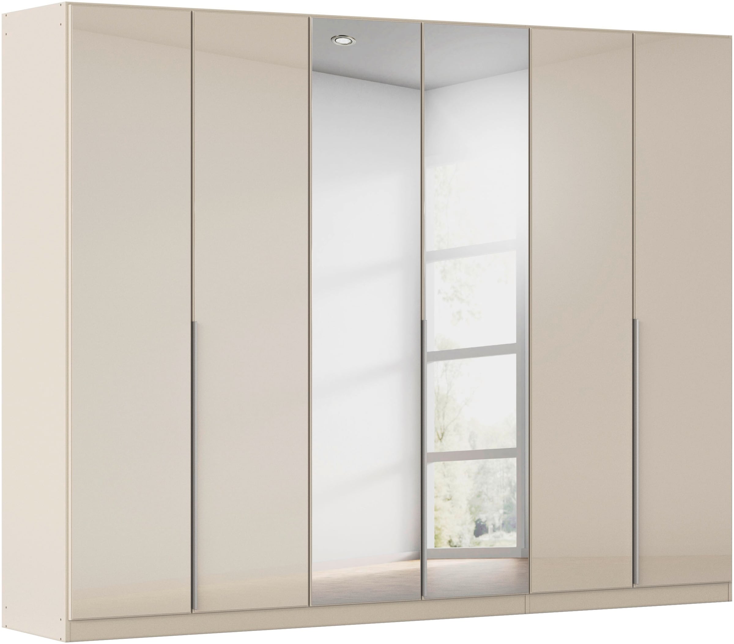 OTTO home Drehtürenschrank "Kleiderschrank Schrank Garderobe AGORDO mit Glasfront und Spiegel" in zwei Griff-Farben, Breiten 91-405 cm, durchdachte Innenausstattung, in 8 Breiten und 2 Höhen MADE IN GERMANY