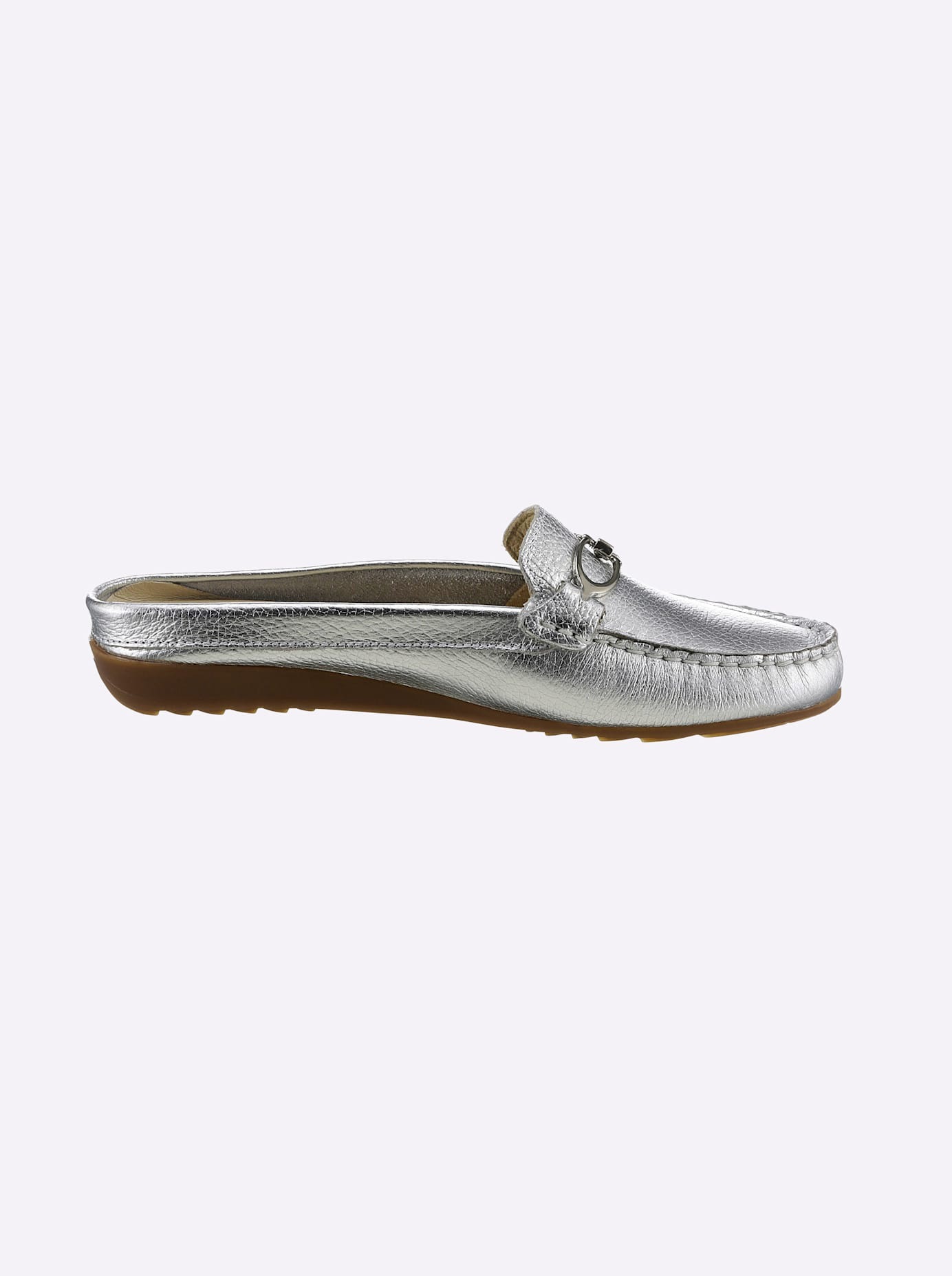 Slipper CASUAL LOOKS, Damen, Gr. 37, silber (silberfarben), Leder, Schuhe Slipper 2