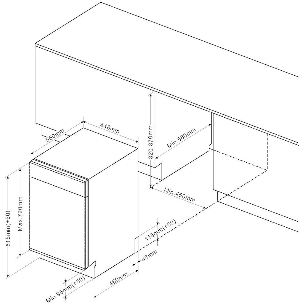 Amica vollintegrierbarer Geschirrspüler »EGSP 14968-1 V«, EGSP 14968-1 V, 9 l, 10 Maßgedecke