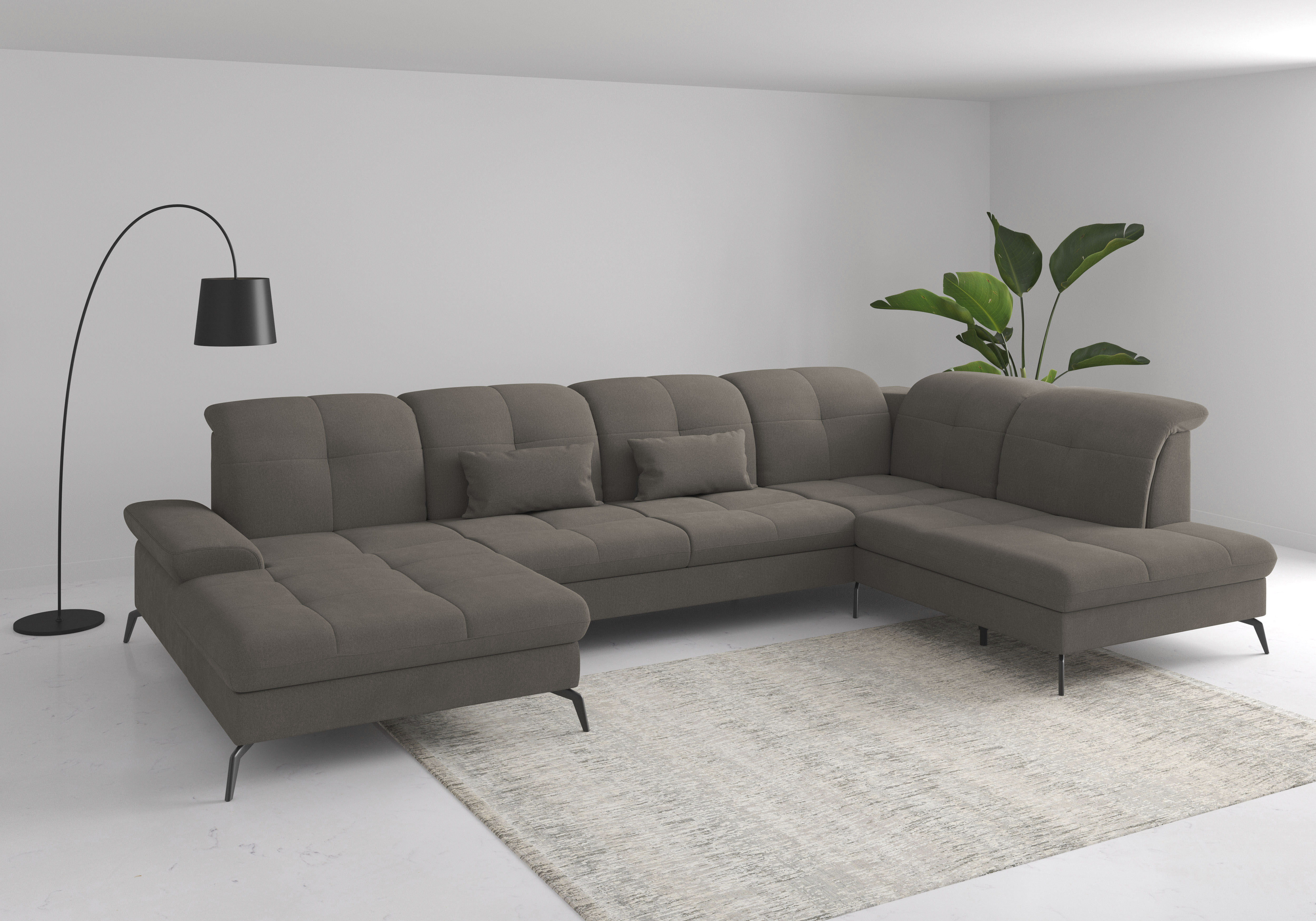 sit&more Wohnlandschaft "Amica, U-Form, inkl. Sitztiefenverstellung und Armteilverstellung" wahlweise mit Kopfteilverstellung, Schlaffunktion und Bettkasten