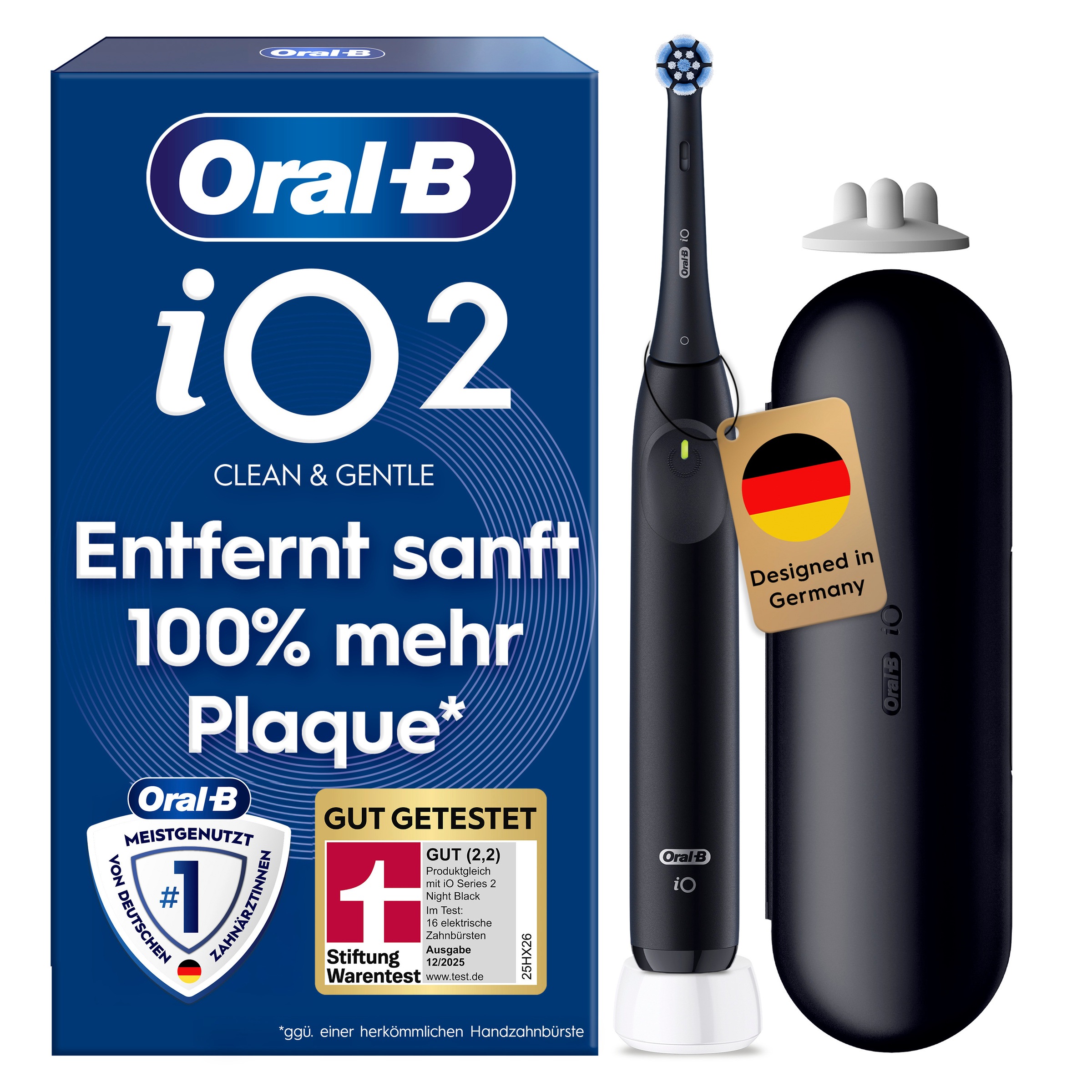 Oral-B iO Series 2 Night Black Special Edition - Mit Zahncreme - Zahnbürste mit 8 Aufsteckbürsten - Bild 8