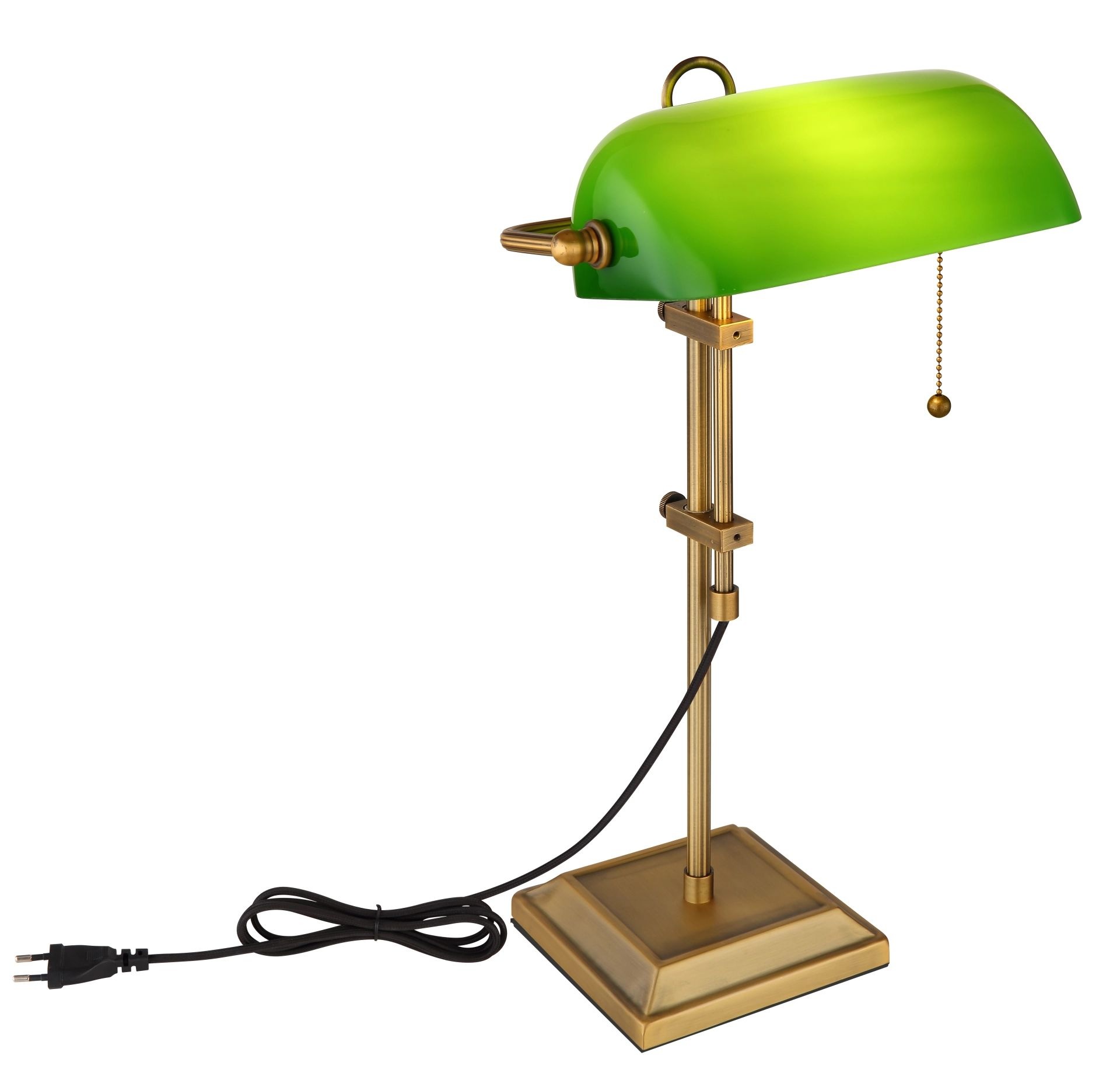 GLOBO LIGHTING Tischleuchte »ANTIQUE«, Leuchtmittel E27 | ohne Leuchtmittel, Bankerleuchte mit Zugschalter