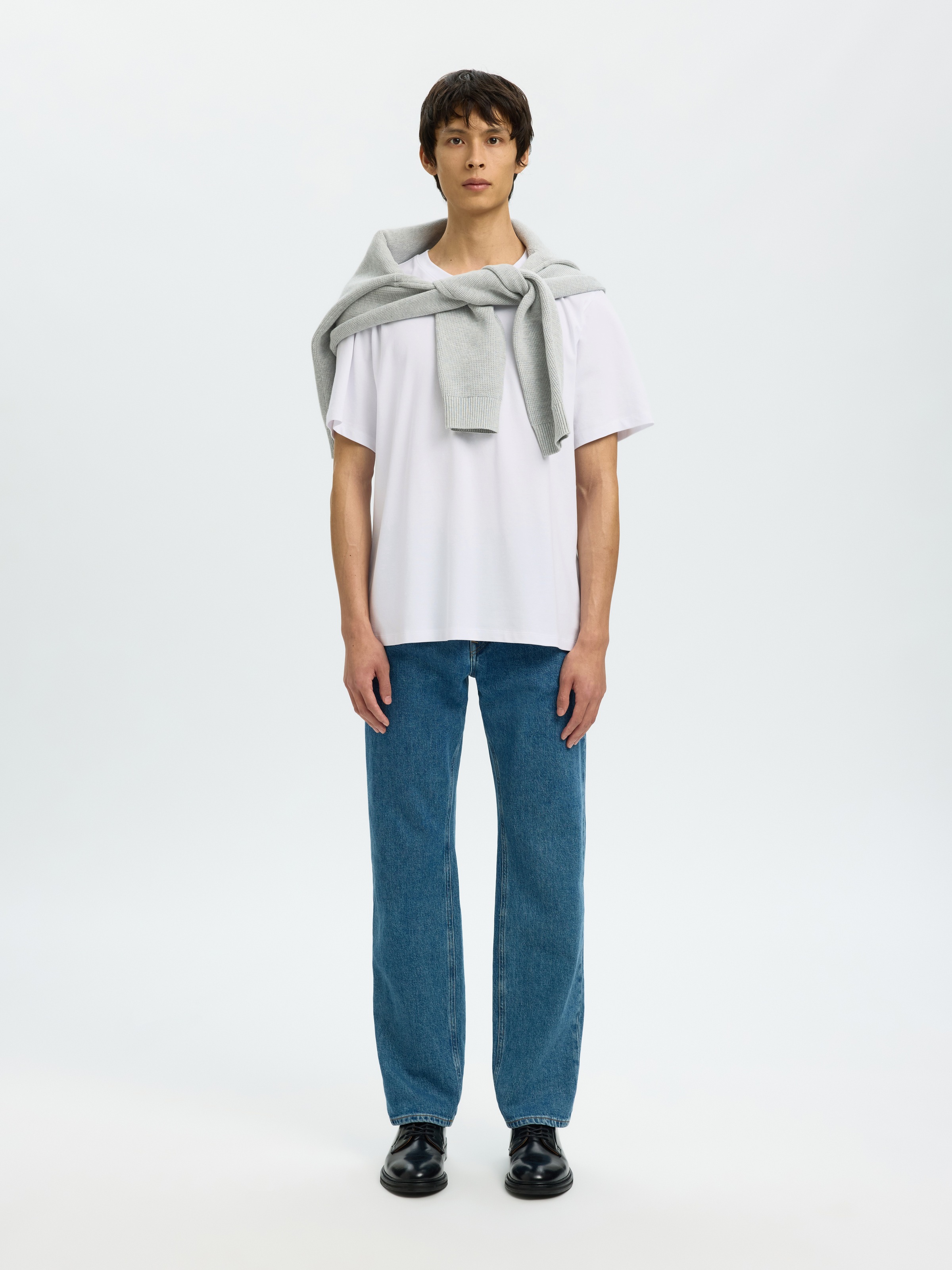 SELECTED Rundhalsshirt »SLHATLAS SS O-NECK TEE« Baumwollmischung, regular fit