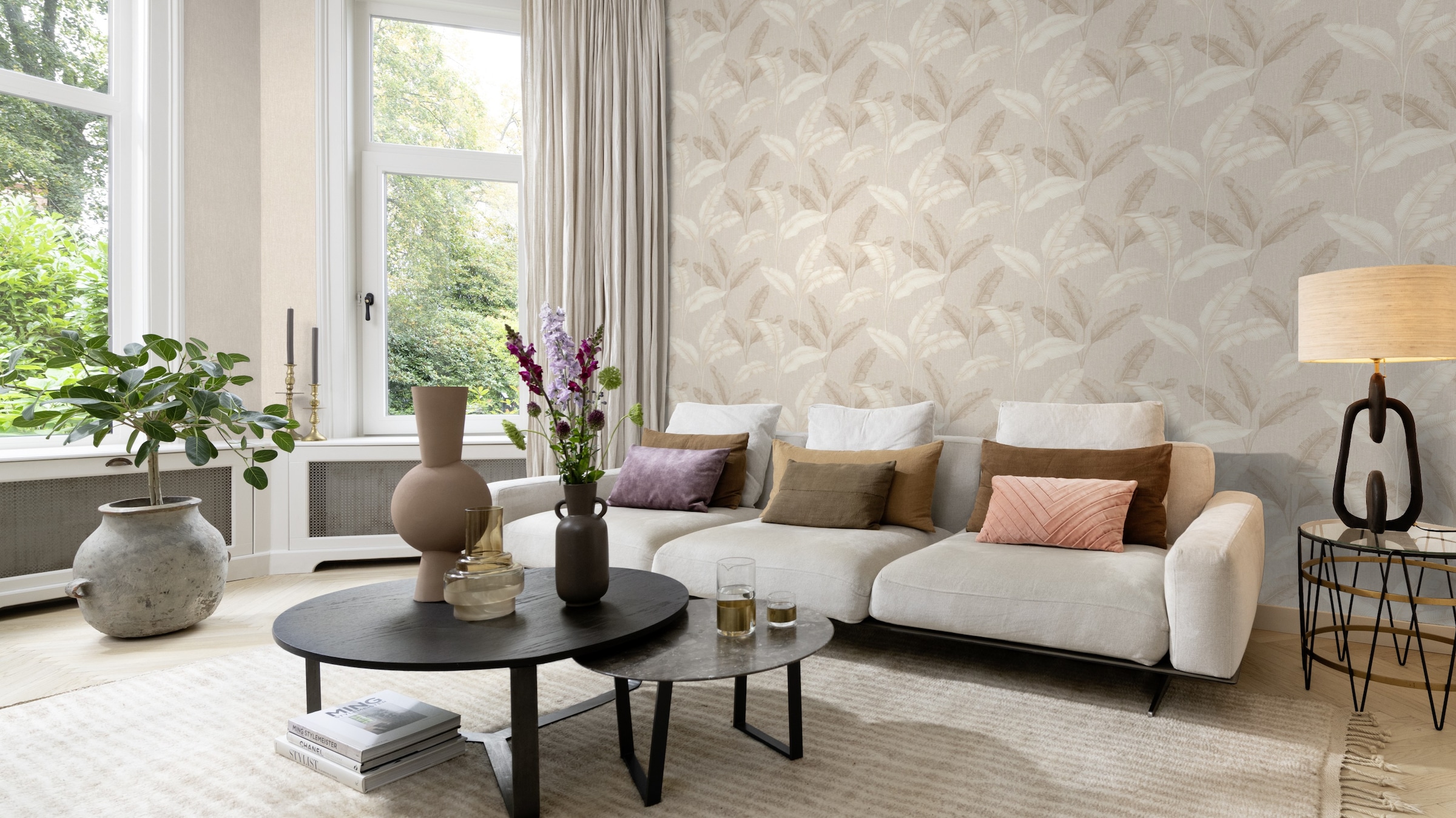 Rasch Papiertapete »Tapete mit Palmenblättern in Beige«, tropisch, Palmen