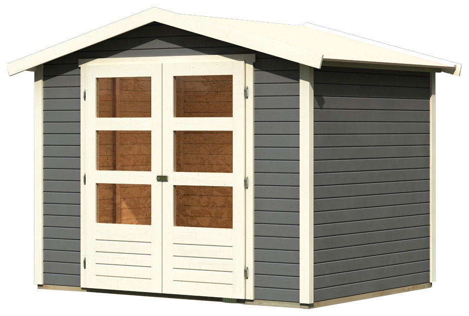 Karibu Gartenhaus »Amberg 3«, (Set), anthrazit, naturbelassen oder terragrau