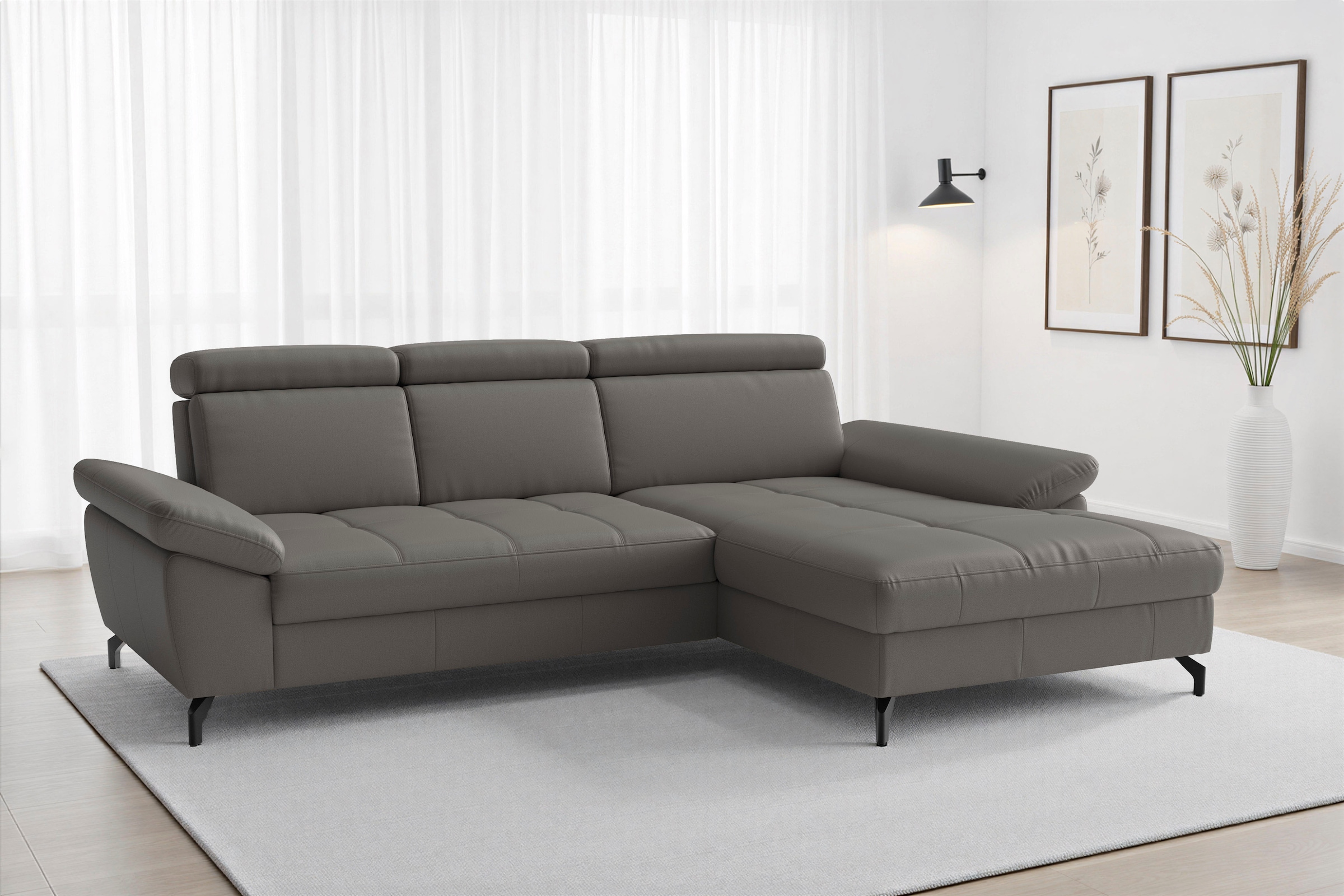 sit&more "Vanity L-Form, Leder, B: 264 cm, mit Sitz-, Kopf u. Armteilverstellung" Couch optional mit Schlaffunktion & Bettkasten, in Leder