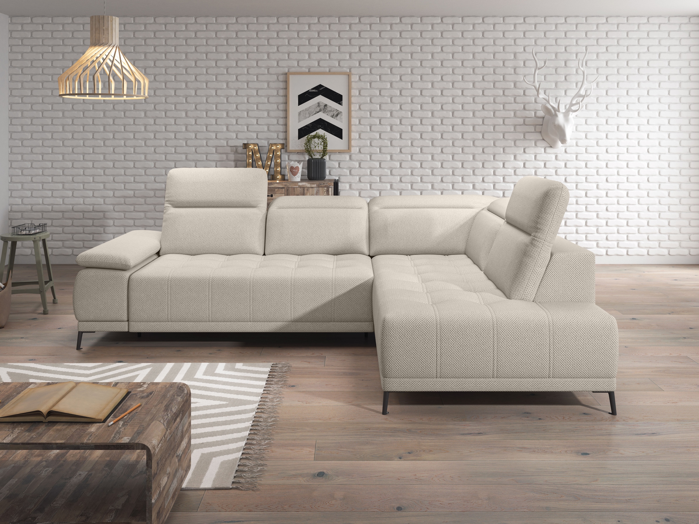 WERK2 Ecksofa "Focus-L, elektrisch erweiterbare Sitztiefe um ca. 30 cm, L-F günstig online kaufen