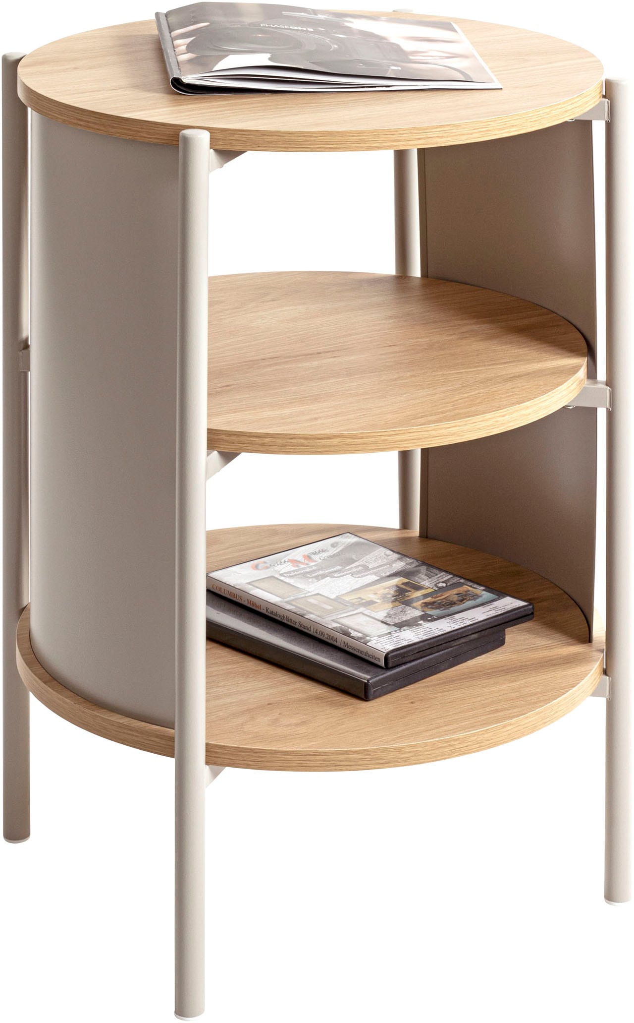 HAKU Beistelltisch "Nachtkonsole, Sofatisch, Wohnzimmertisch" 1 Stk. tlg. rund - aus MDF Braun - Ø/H 44/60 cm