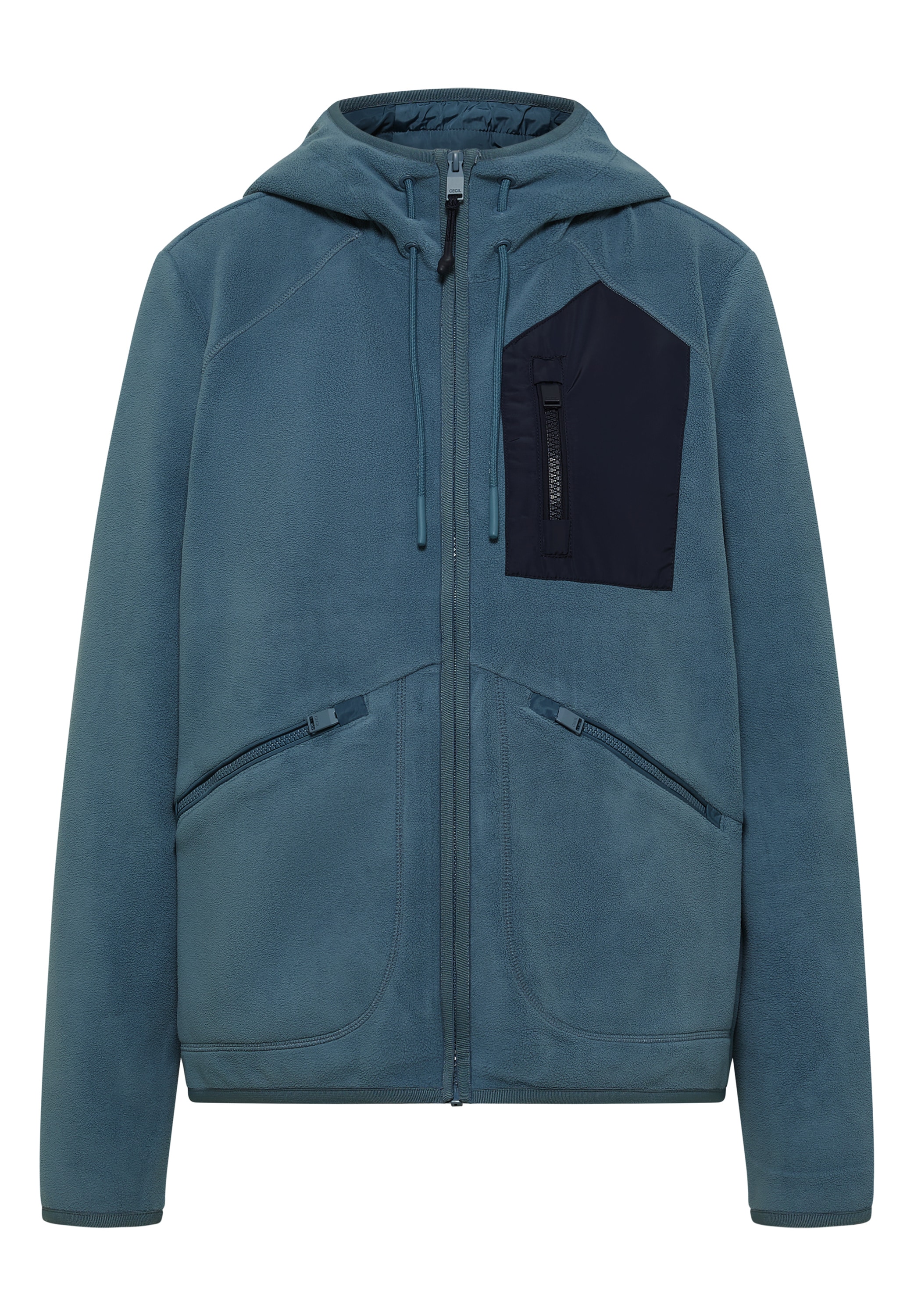 Cecil Fleecejacke mit Kapuze in Unifarbe