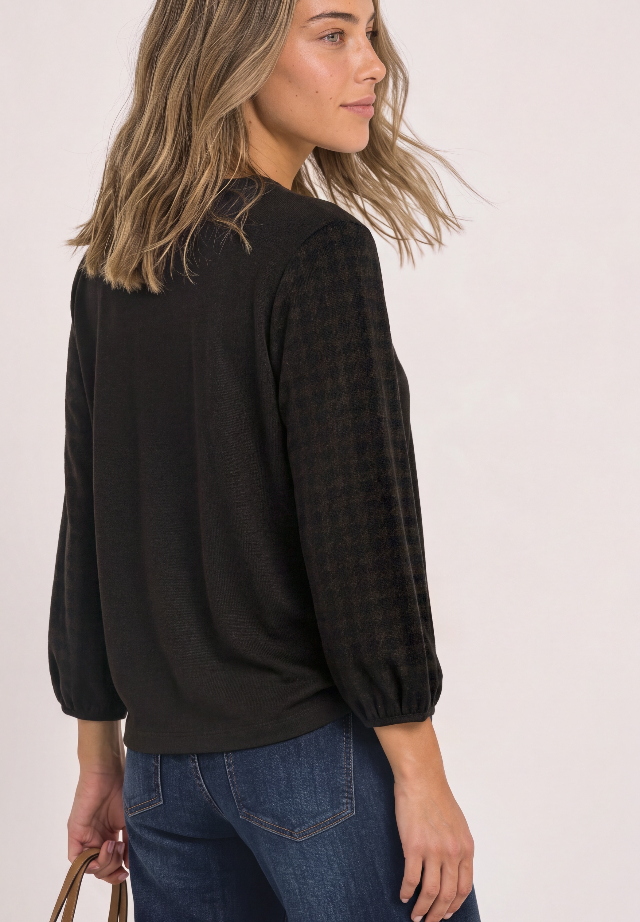 STREET ONE 3/4-Arm-Shirt mit Rundhals und Strukturärmeln
