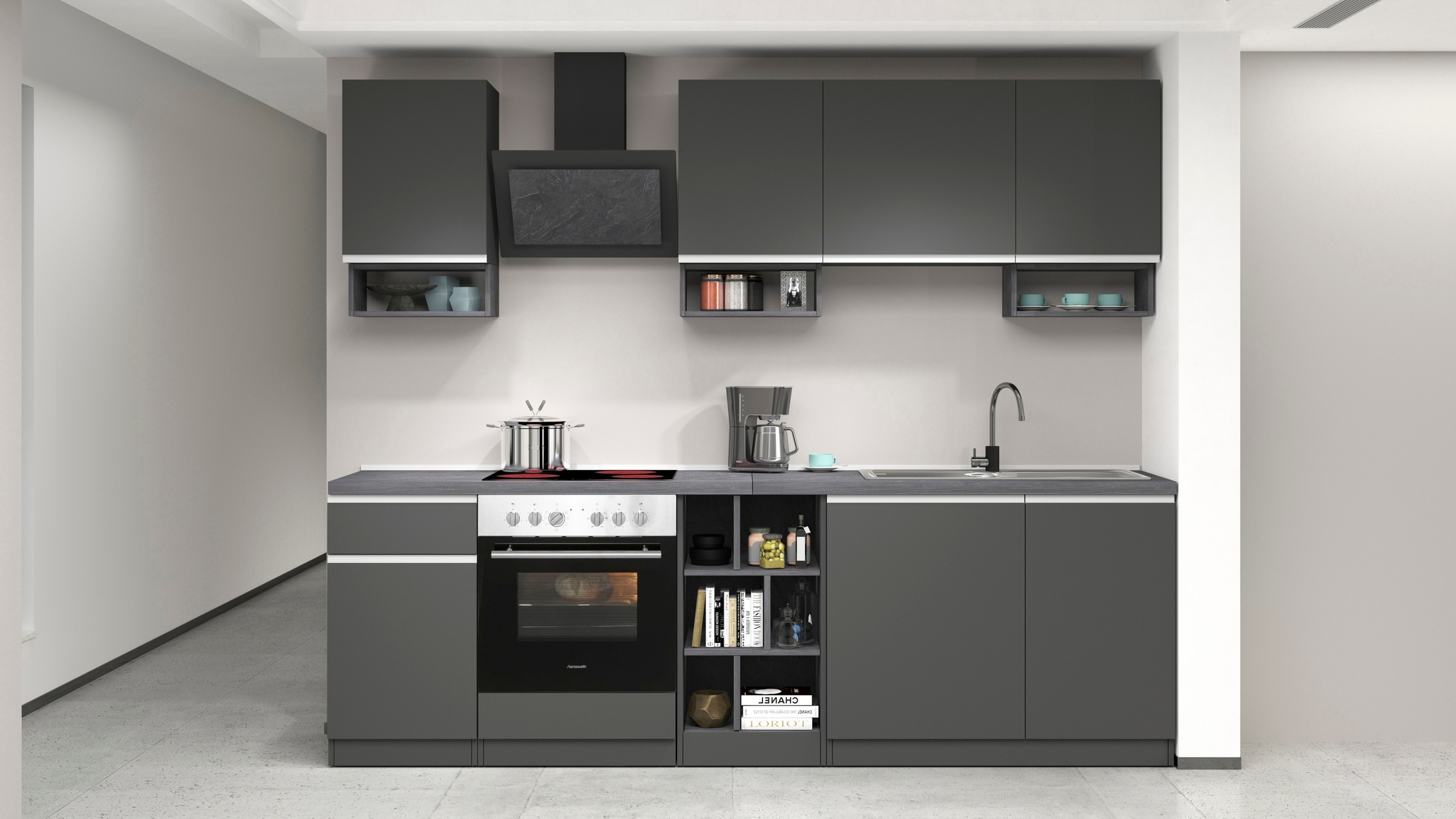 KOCHSTATION Küchenzeile »KS-Sole«, Breite 256 cm, mit Geschirr-Abtropfschrank, ohne E-Geräte