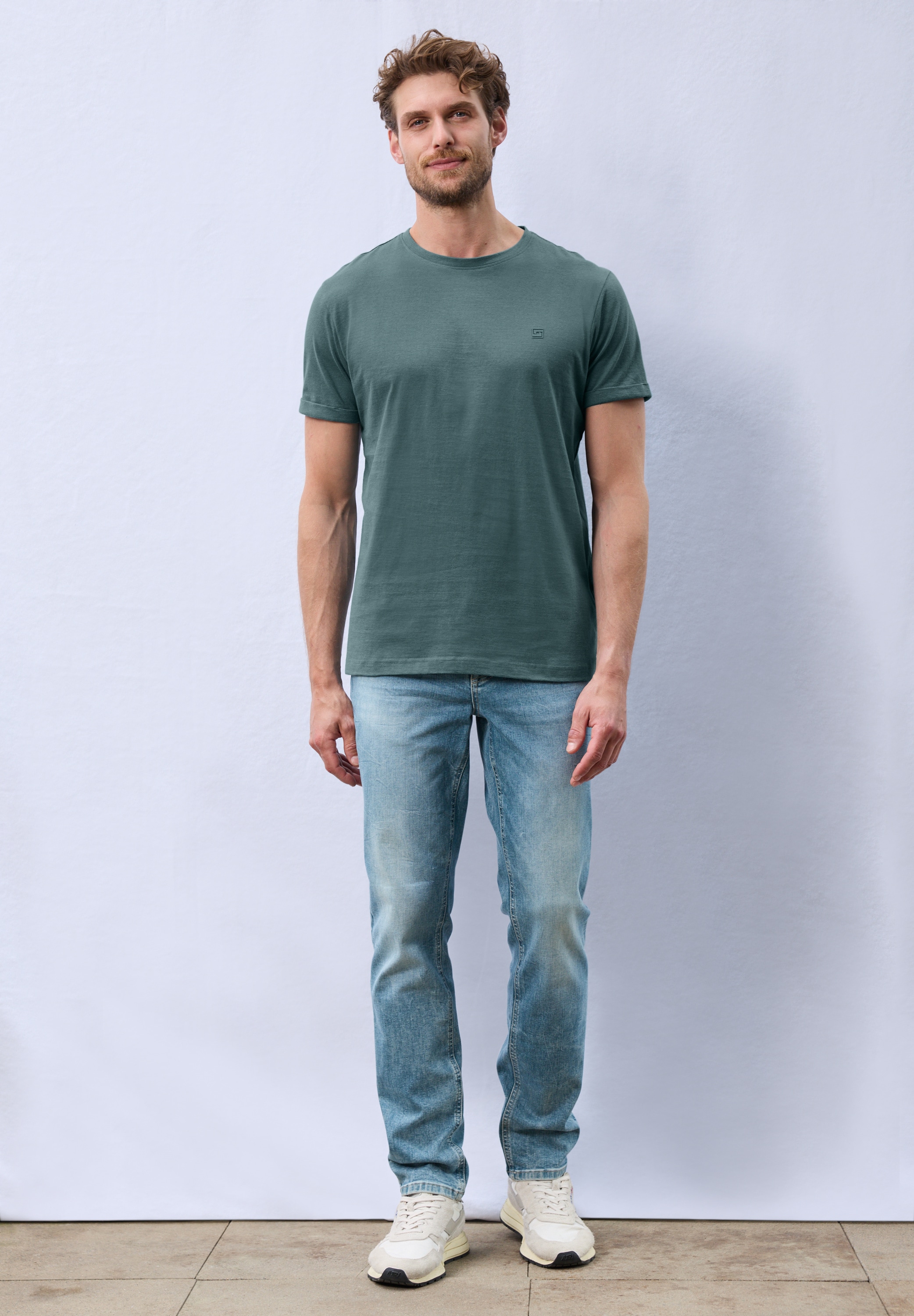 STREET ONE MEN T-Shirt, mit Streifen-Struktur