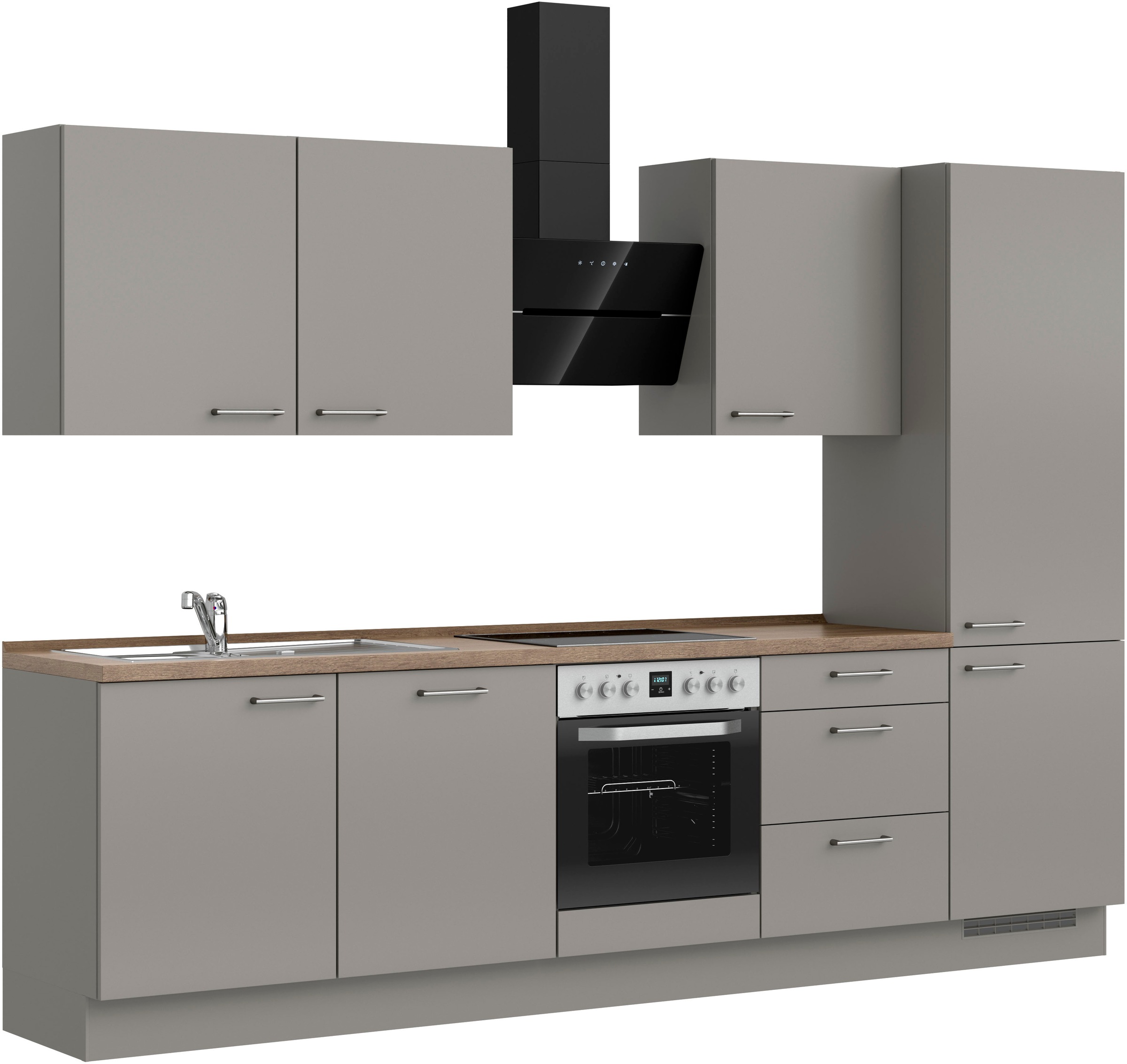 nobilia® Küchenzeile »"Laser II"«, vormontiert, Ausrichtung wählbar, Breite 300 cm, wahlw. mit E-Geräten