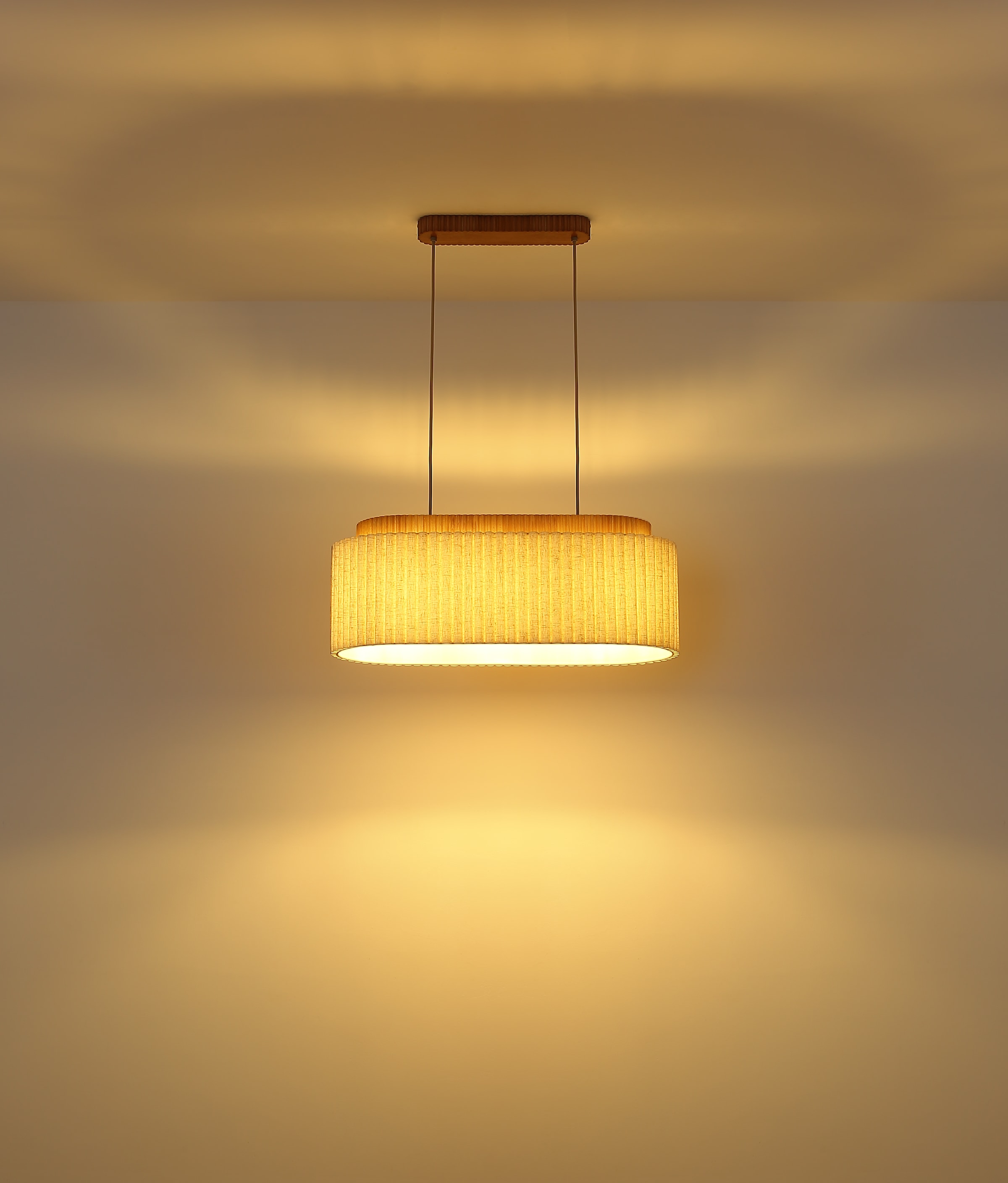 GLOBO LIGHTING Hängeleuchte »JANNIE« E27 1 Stk. Hängeleuchte Holz & Leinen natur, Sandfarben, höhenkürzbar, elegant