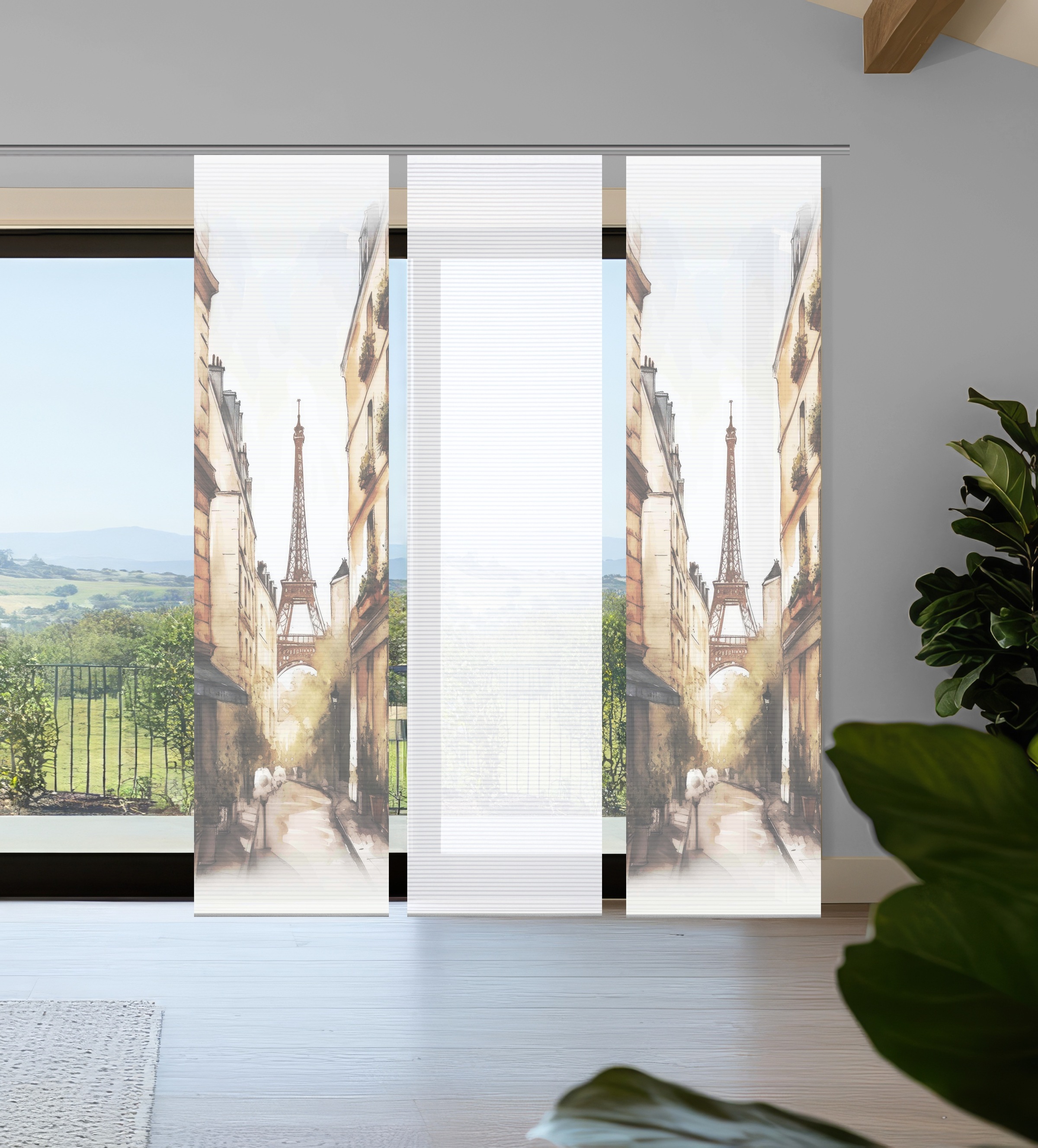 HOME in green Schiebegardine "FRANCQ" Paneelwagen 3 Stk. tlg. Bambusoptik, günstig online kaufen