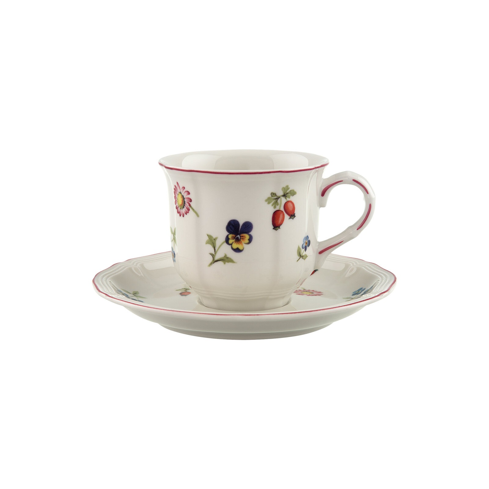 Villeroy & Boch Tasse "Kaffeetasse mit Untertasse Petite Fleur 120 ml bunt" Spülmaschinenfest, Mikrowellensicher