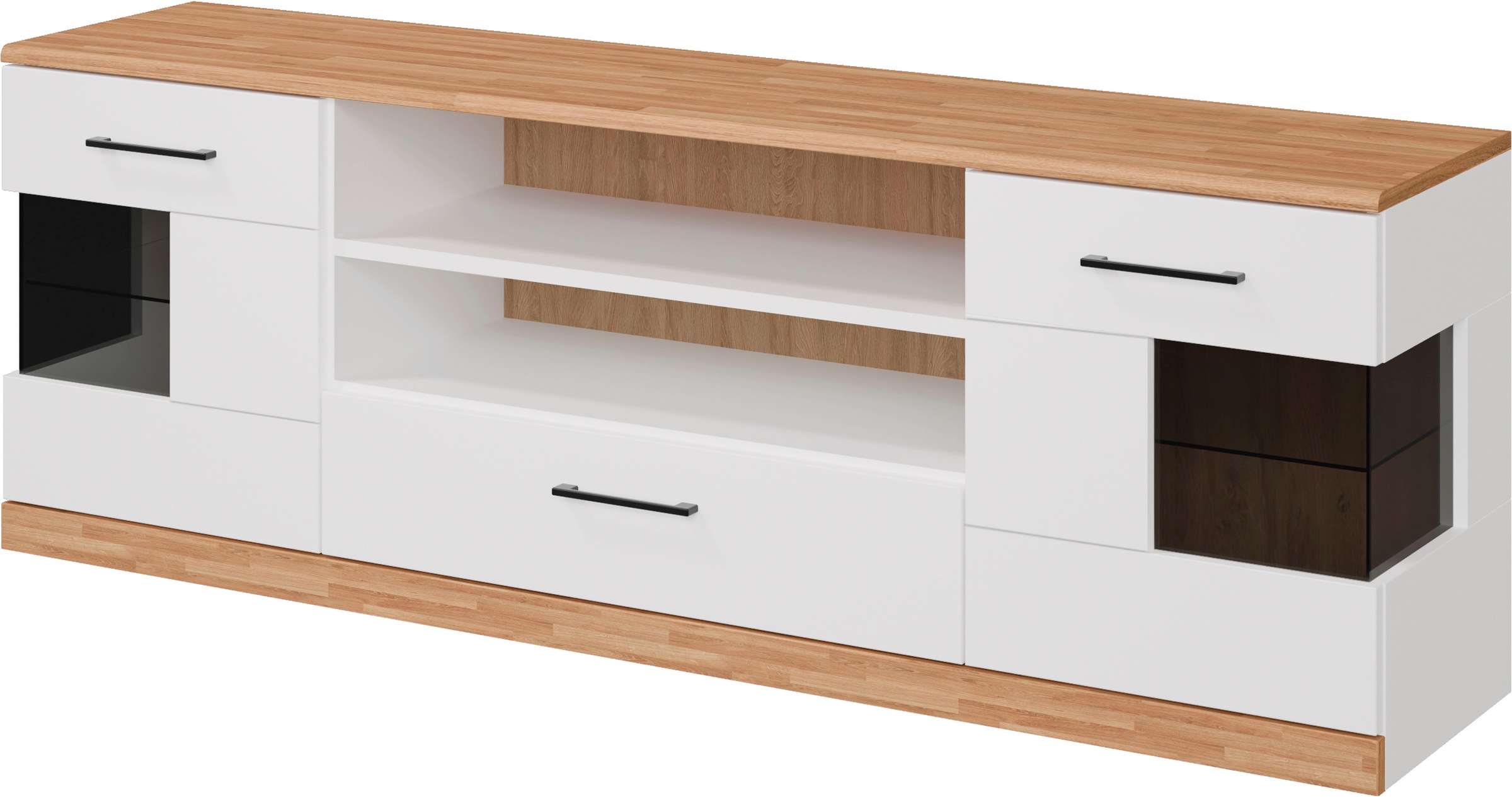 Home affaire Lowboard "Ribe,160cm breit,55cm hoch", Oberplatte Massivholz,s günstig online kaufen