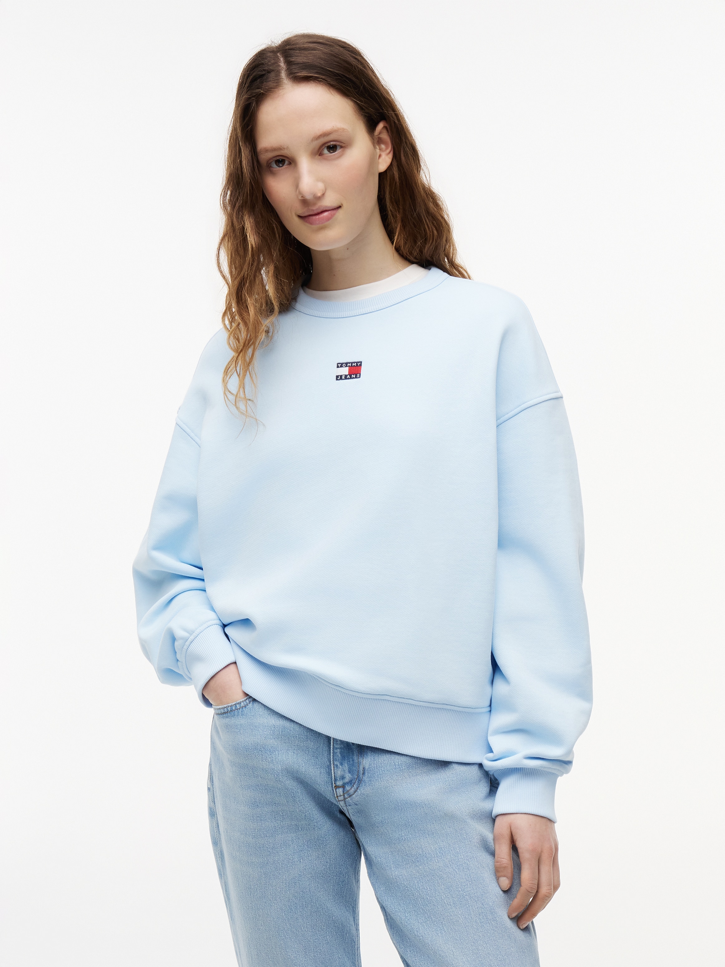 Tommy Jeans Kapuzensweatshirt »TJW BXY BADGE CREW EXT«, Baumwolle, Kängurutasche
