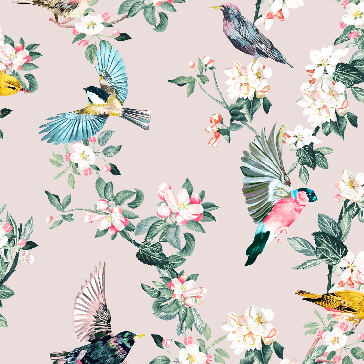 Joules Vliestapete »Handford Garden Birds Antique Crème«, animal print, animal print