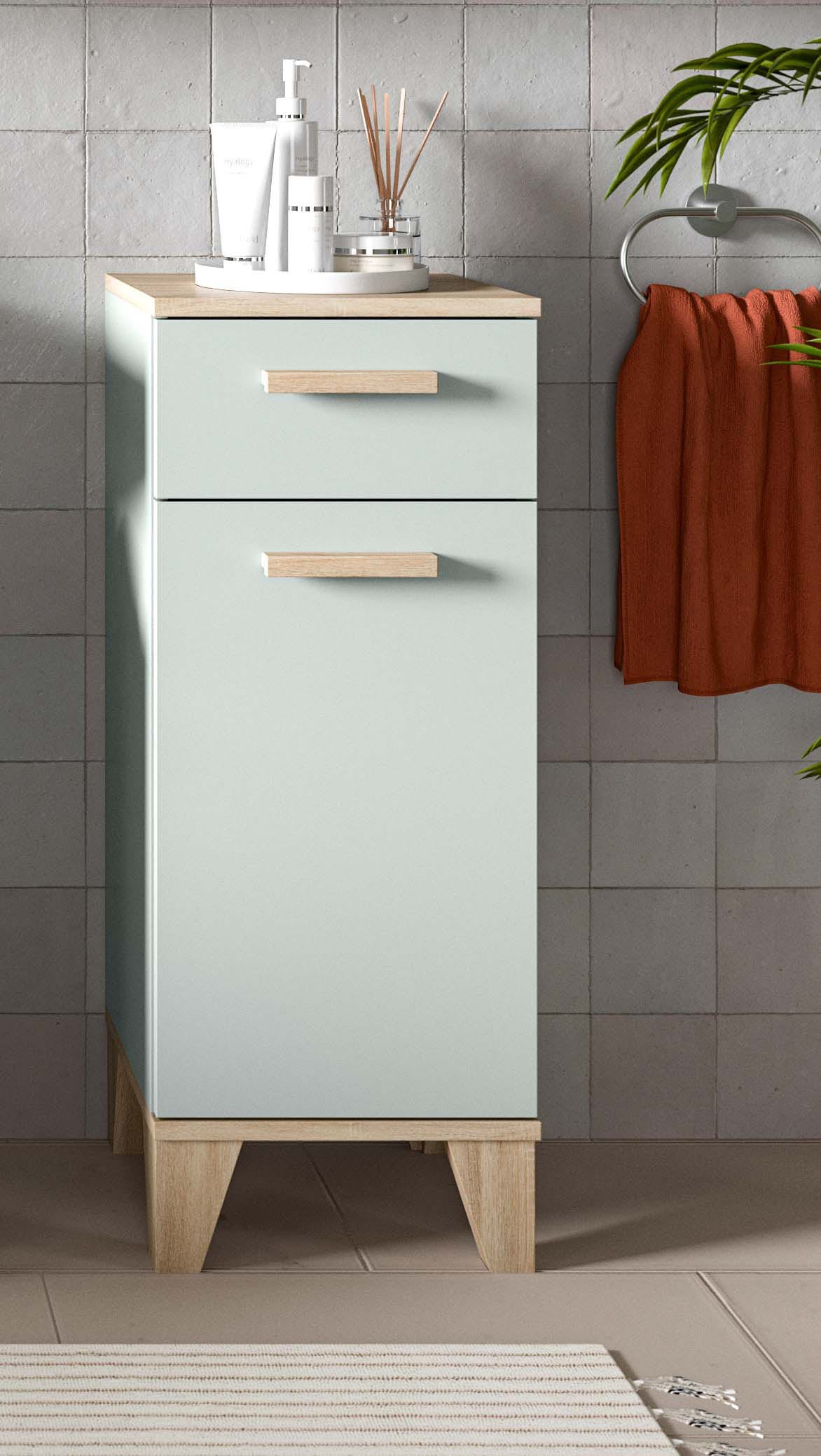 welltime Midischrank »MINTTU, Höhe 87 cm, 1 Tür, 1 Schubkasten, 1 Einlegeboden, 2 Fächer« Türanschlag rechts und links montierbar,  Badmöbel, Badschrank, Schrank, Kommode, Bad, Unterschrank