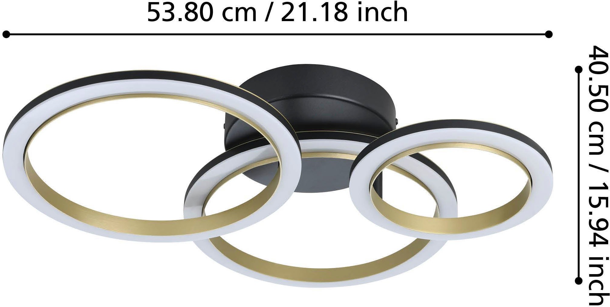 EGLO Deckenleuchte »Calliera Deckenlampe, Metall und Kunststoff, Bürolampe Decke, Lampe« LED-Modul 1 Stk. Neutralweiß Wand-/Deckenleuchte - L49 x B44,5 x H11 cm - schwarz, messing