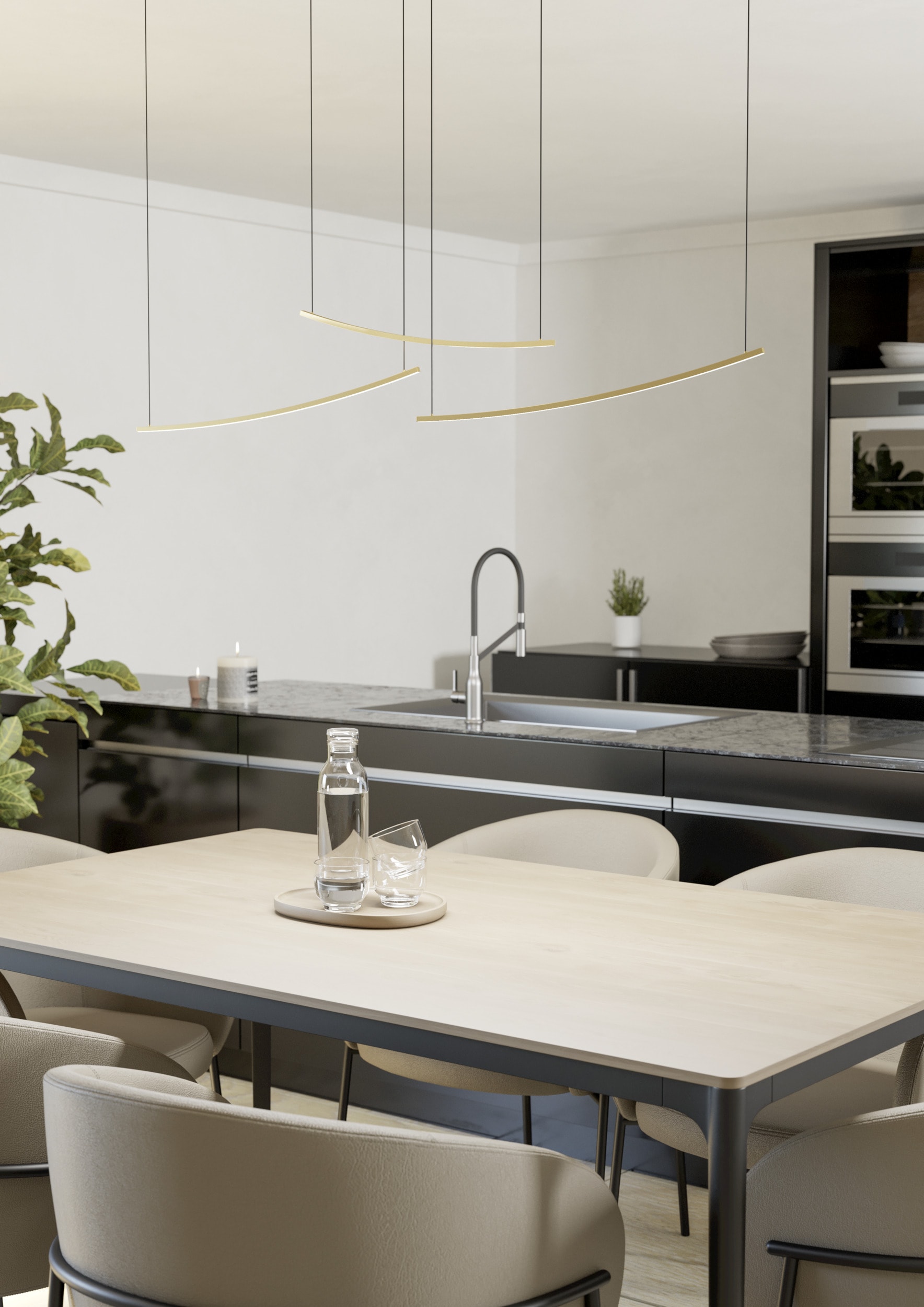 EGLO Hängeleuchte »VILLEGGI Pendellampe - Alu, Stahl - LED - 22W - IP20« LED-Modul 1 Stk. Kaltweiß | Neutralweiß | Warmweiß Hängelampe, Deckenlampe, Wohnzimmer, Esszimmer, L122 x B10 x H120 cm