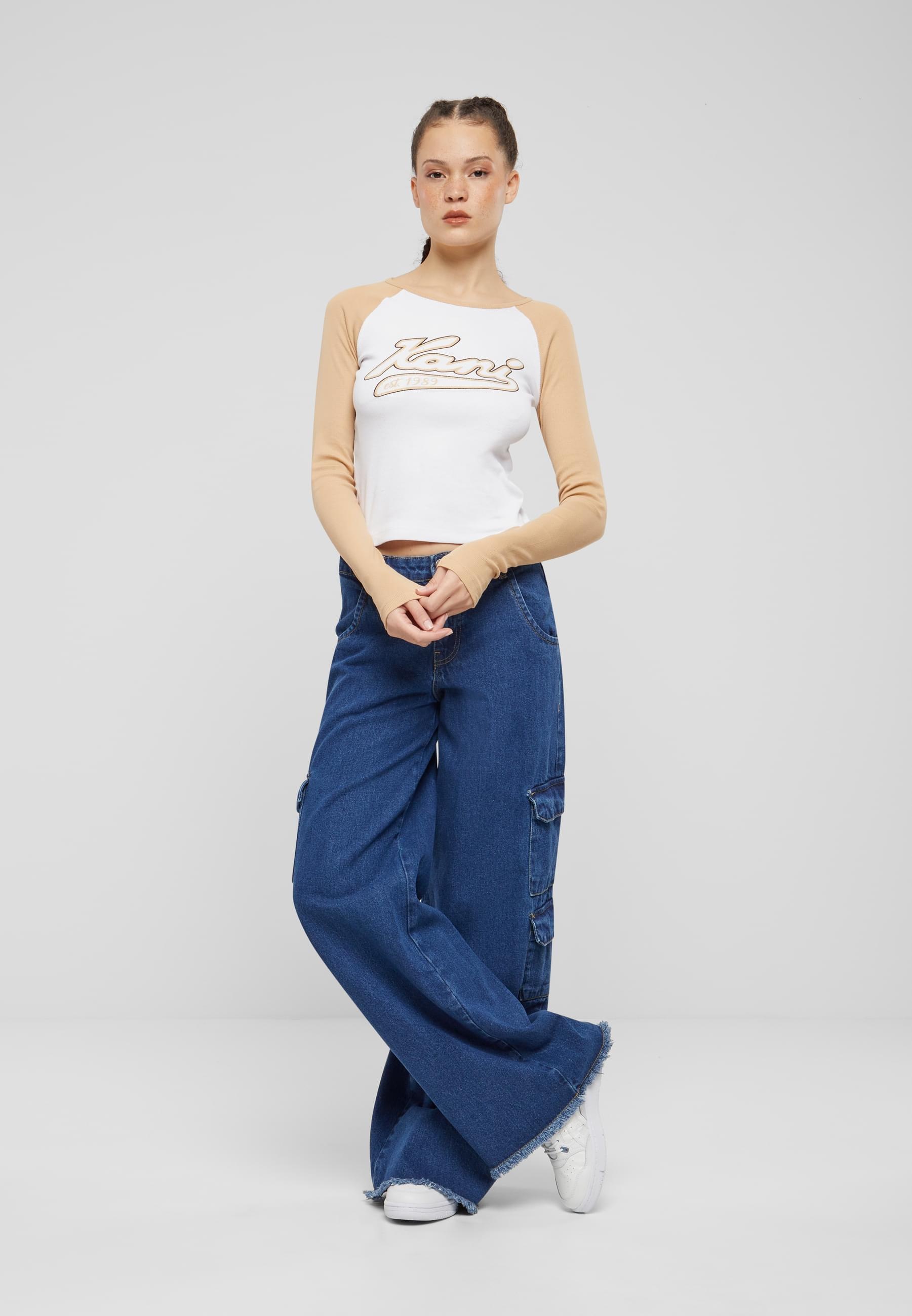 Karl Kani T-Shirt »Karl Kani Damen KW241-043-1 Karl Kani Varsity Crop Block Rib Ls«, (1 tlg.)