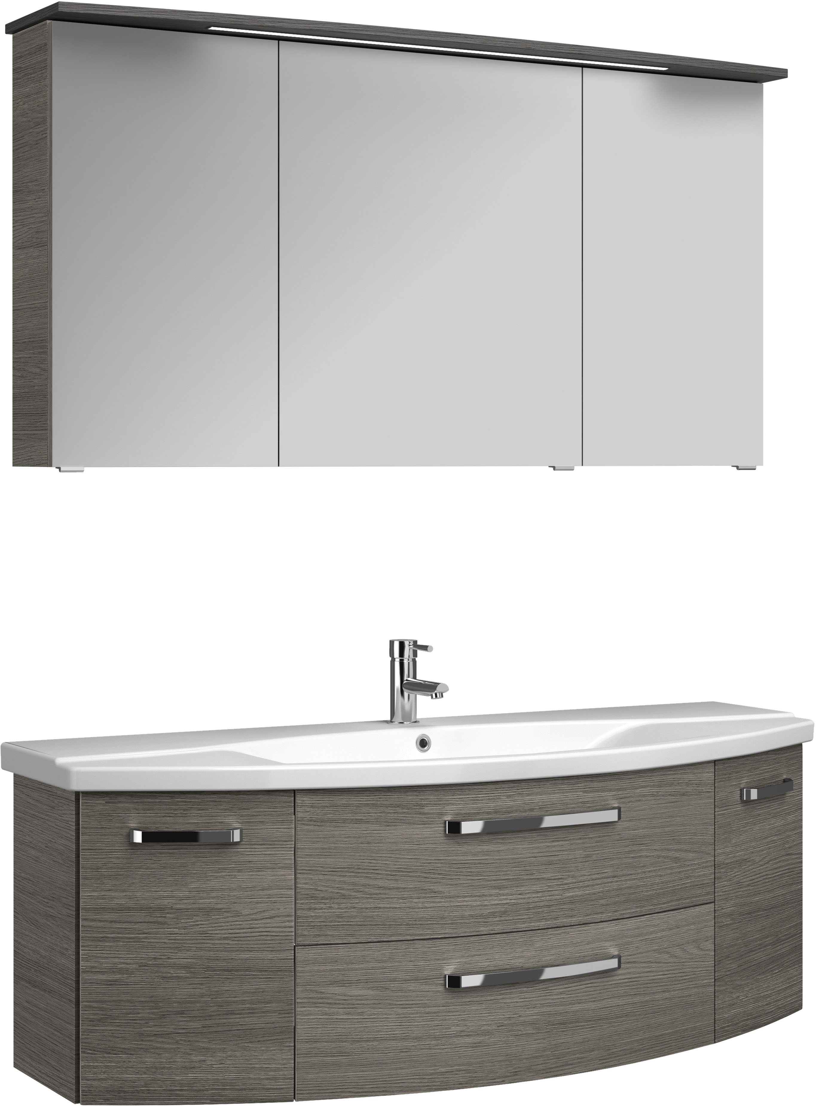 Thumbnail - Saphir Badmöbel-Set "Serie 4010 2-teilig Keramik-Waschtisch mit LED-Spiegelschrank" Set, Badezimmer Set 144 cm breit, in...