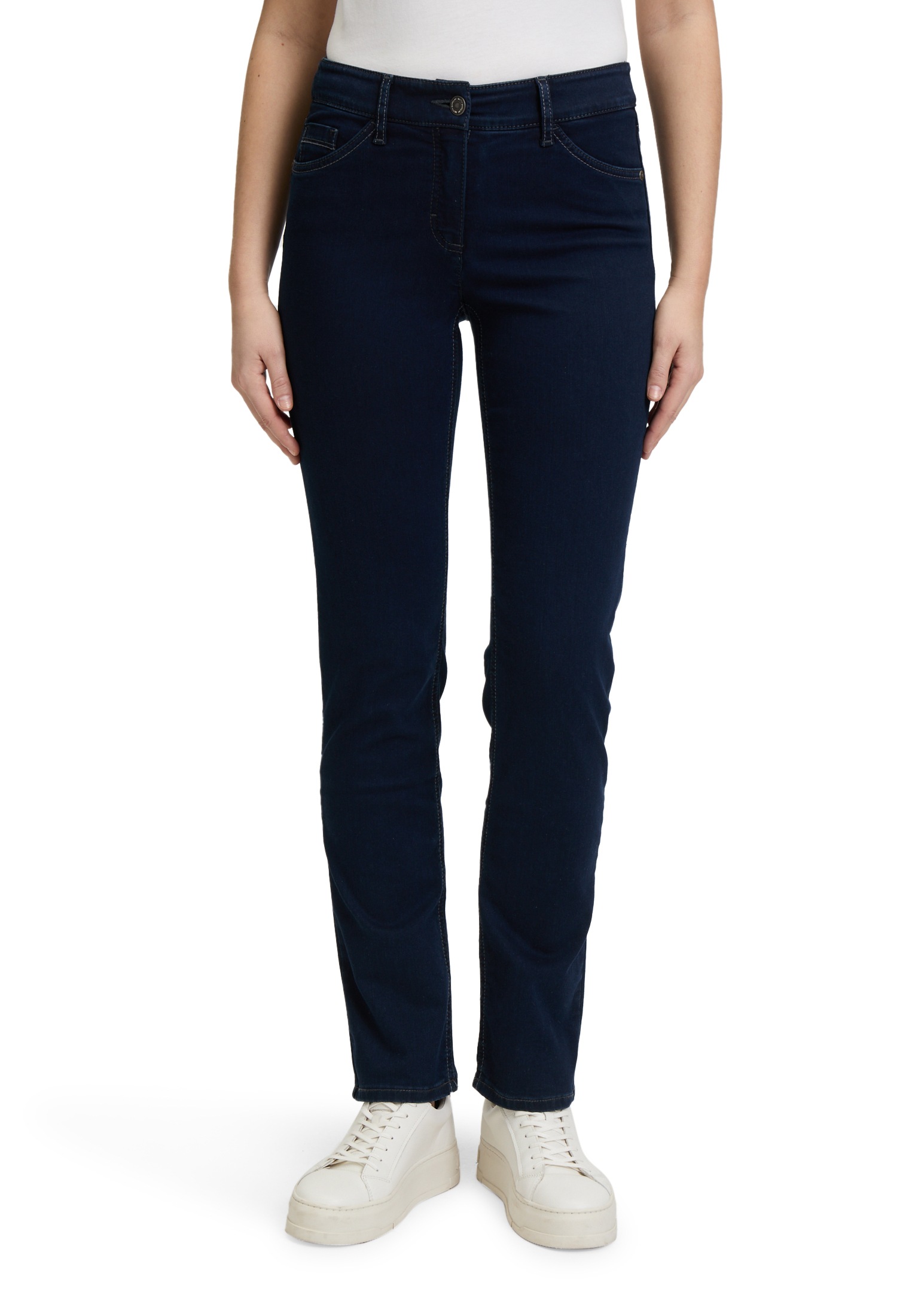 Slim-fit-Jeans BETTY BARCLAY "Damen mit aufgesetzten Taschen", Damen, Gr. 34, Normalgrößen, blau (dunkelblau), Obermaterial: 64% Baumwolle, 29% Polyester, 7% Elasthan, Basic, skinny fit, Jeans Slim-fit-Jeans