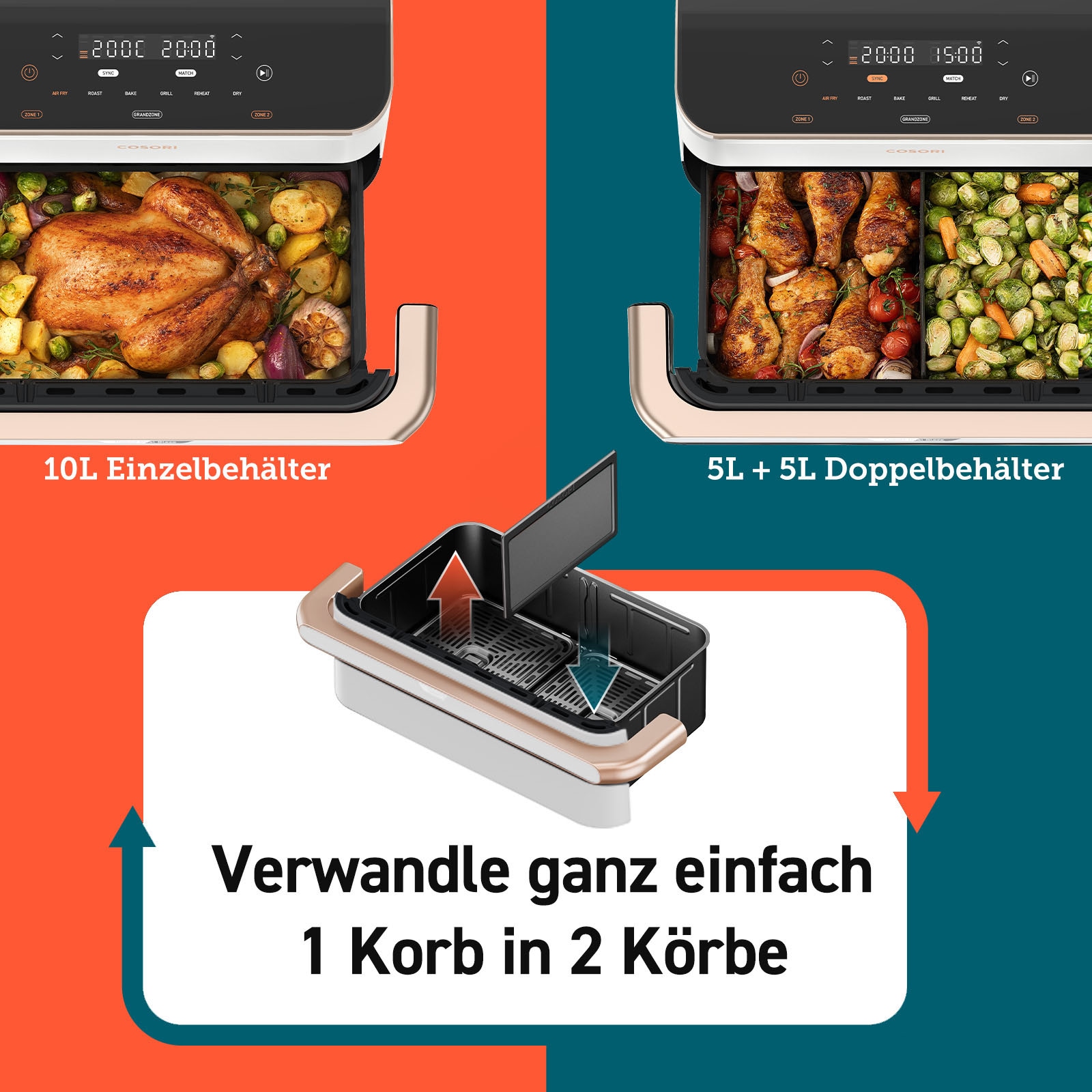 Cosori Heißluftfritteuse »CAF-TF101S-WEUR« 2800 W
