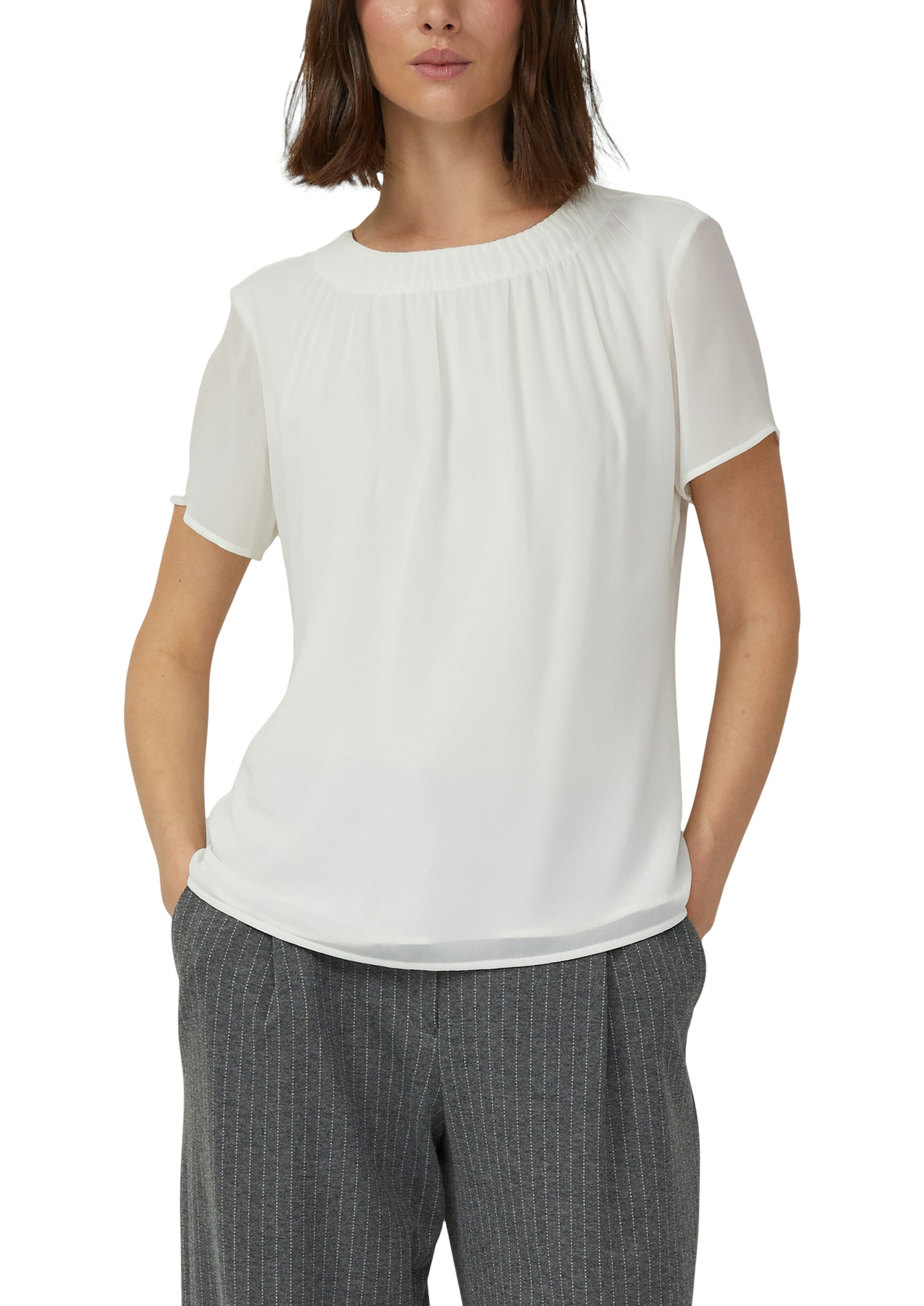 s.Oliver BLACK LABEL Kurzarmbluse mir Raffung am Ausschnitt günstig online kaufen