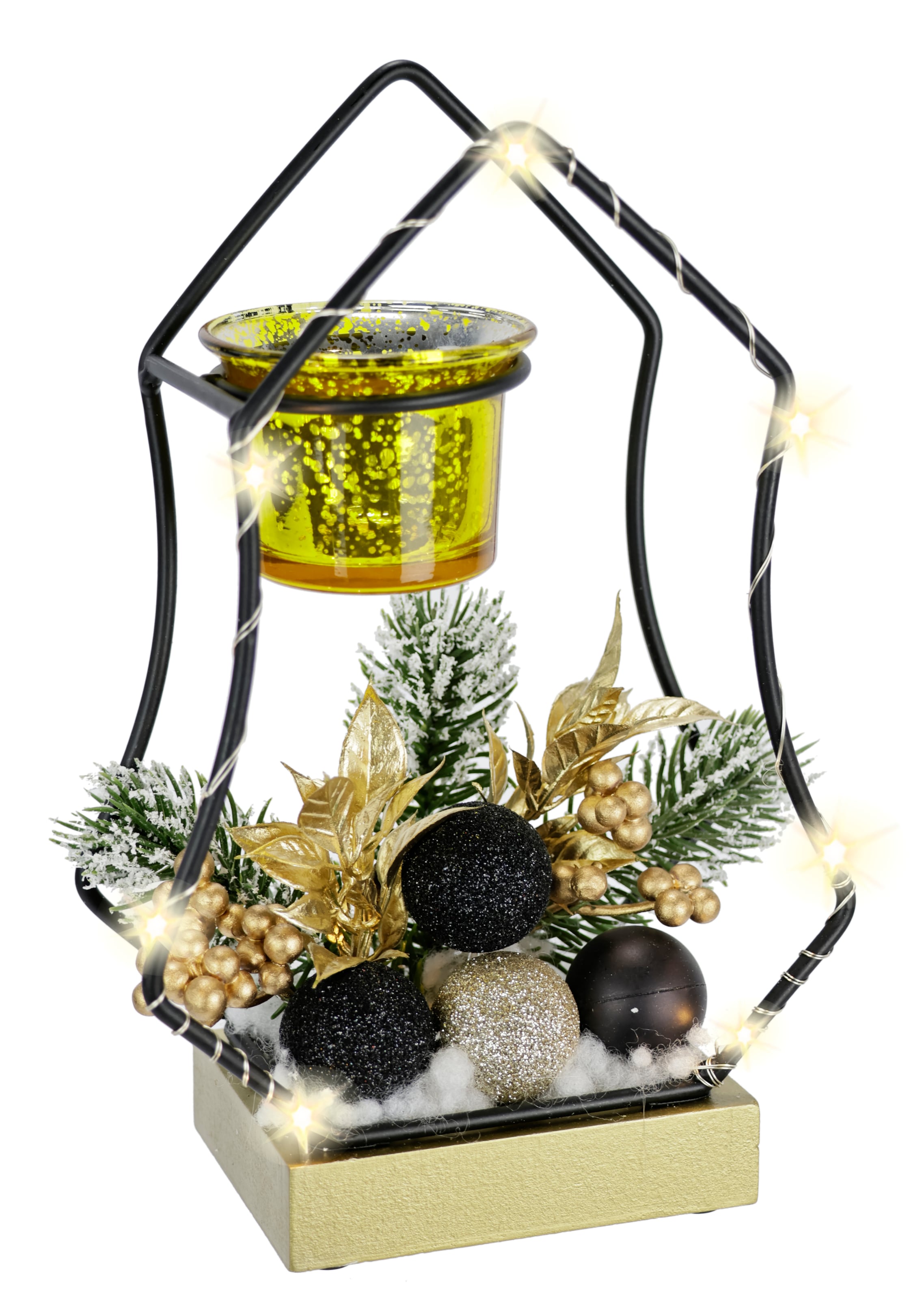 I.GE.A. Teelichthalter "LED-Kerzenhalter" mit Glaseinsatz Tannenzweigen Bee günstig online kaufen